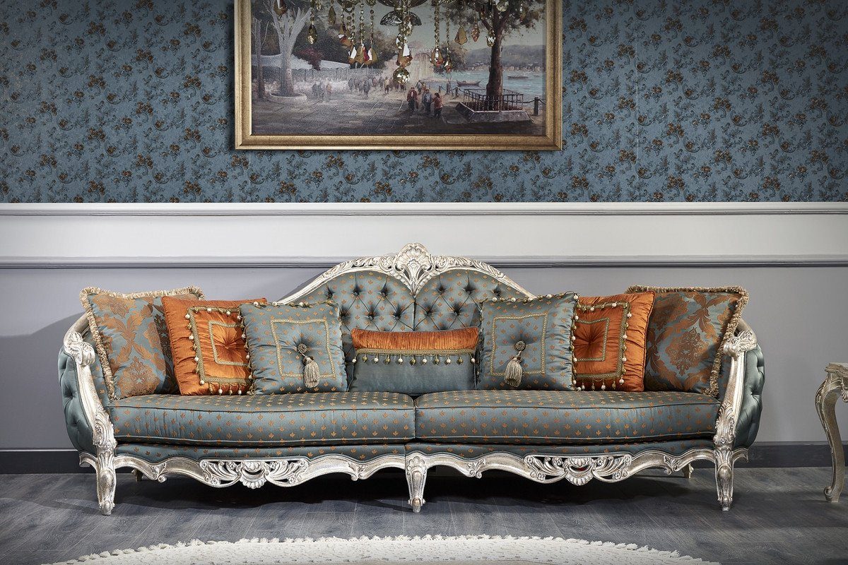 Casa Padrino Beistelltisch Chesterfield Chesterfield Luxus Beistelltisch - & Sofa Set Barock Thron Barock Wohnzimmermöbel 1 1 - Sessel & 1