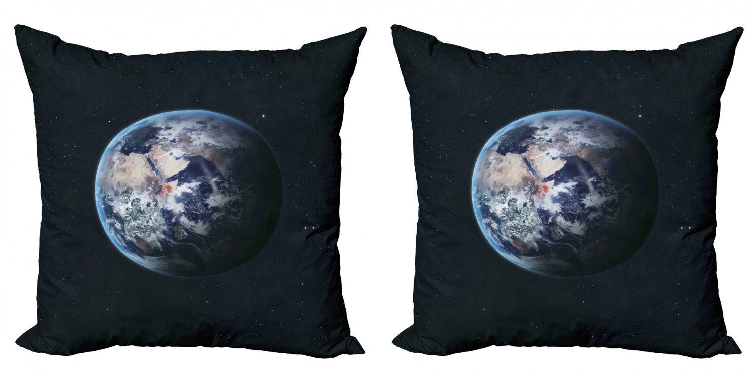 Planet Accent Weltraum-Szene (2 Modern Digitaldruck, Galaxis Stück), Abakuhaus Kissenbezüge Doppelseitiger