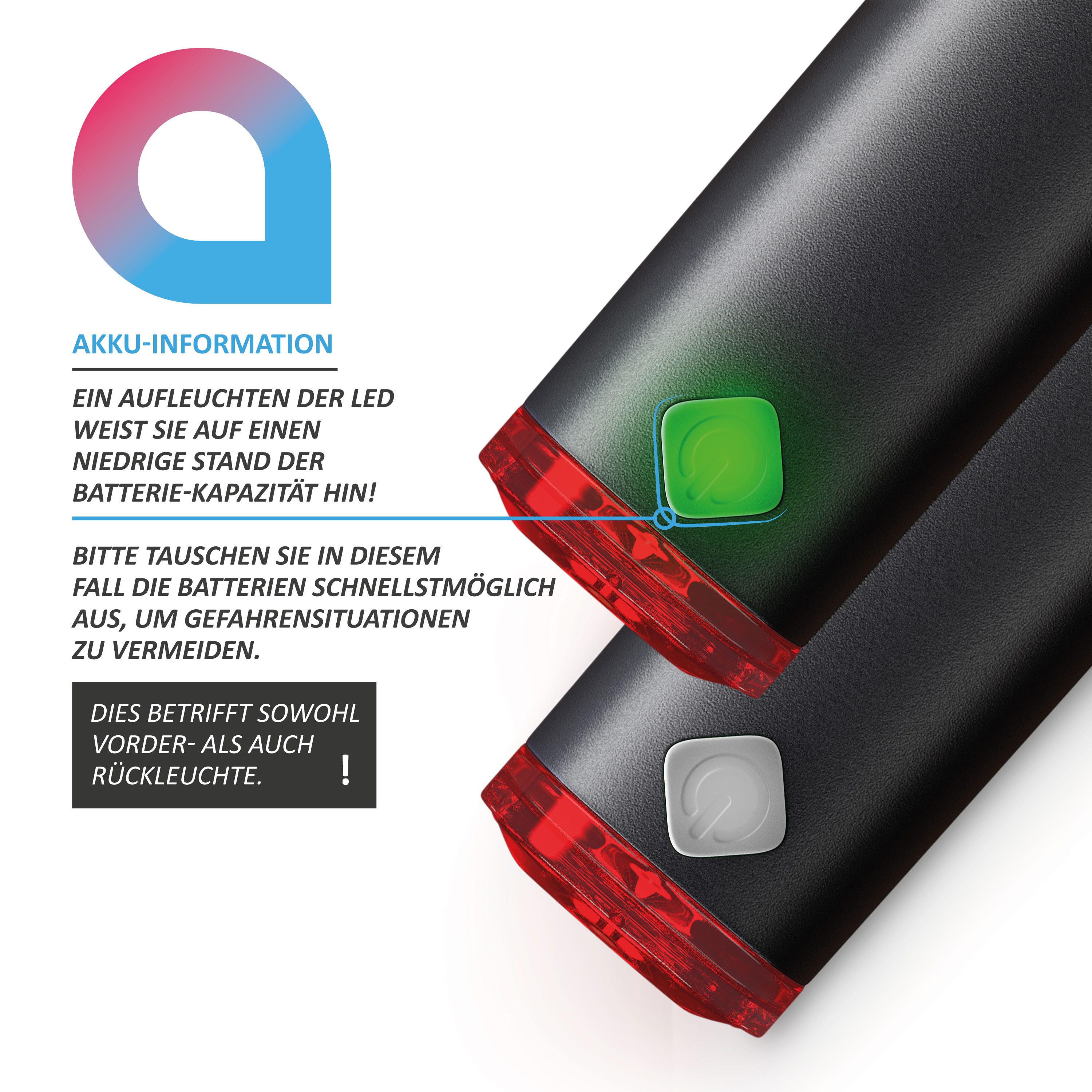 Aplic Fahrradbeleuchtung LED Fahrradlicht Set StVZO zugelassen, 30 Lux, Front & Rücklicht, Fahrradlampe, Fahrradlampenset, Rück & Frontlicht, batteriebetrieben