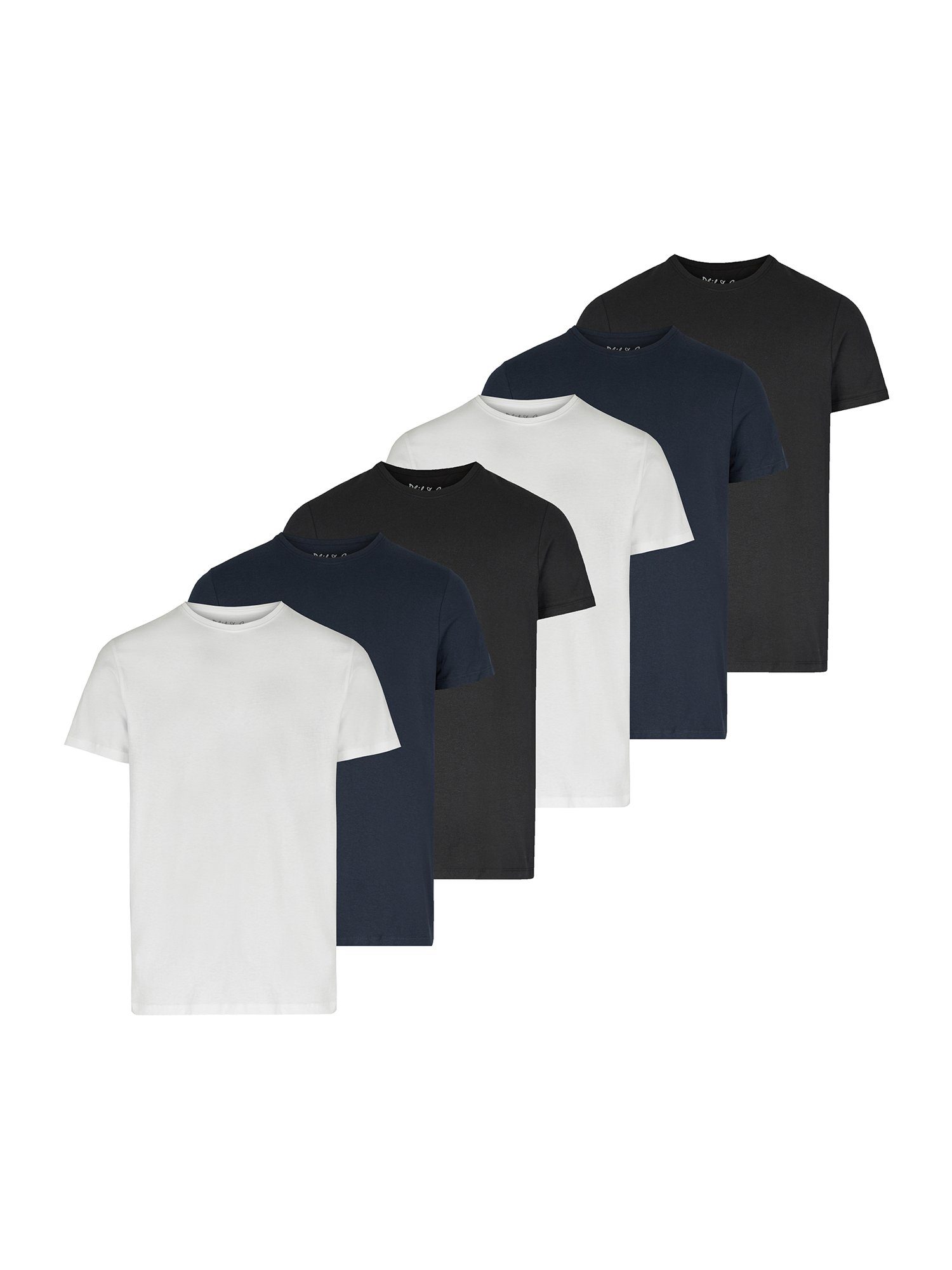 Co. Crewneck T-Shirt (6-tlg) navy-weiss-schwarz Classics & Phil