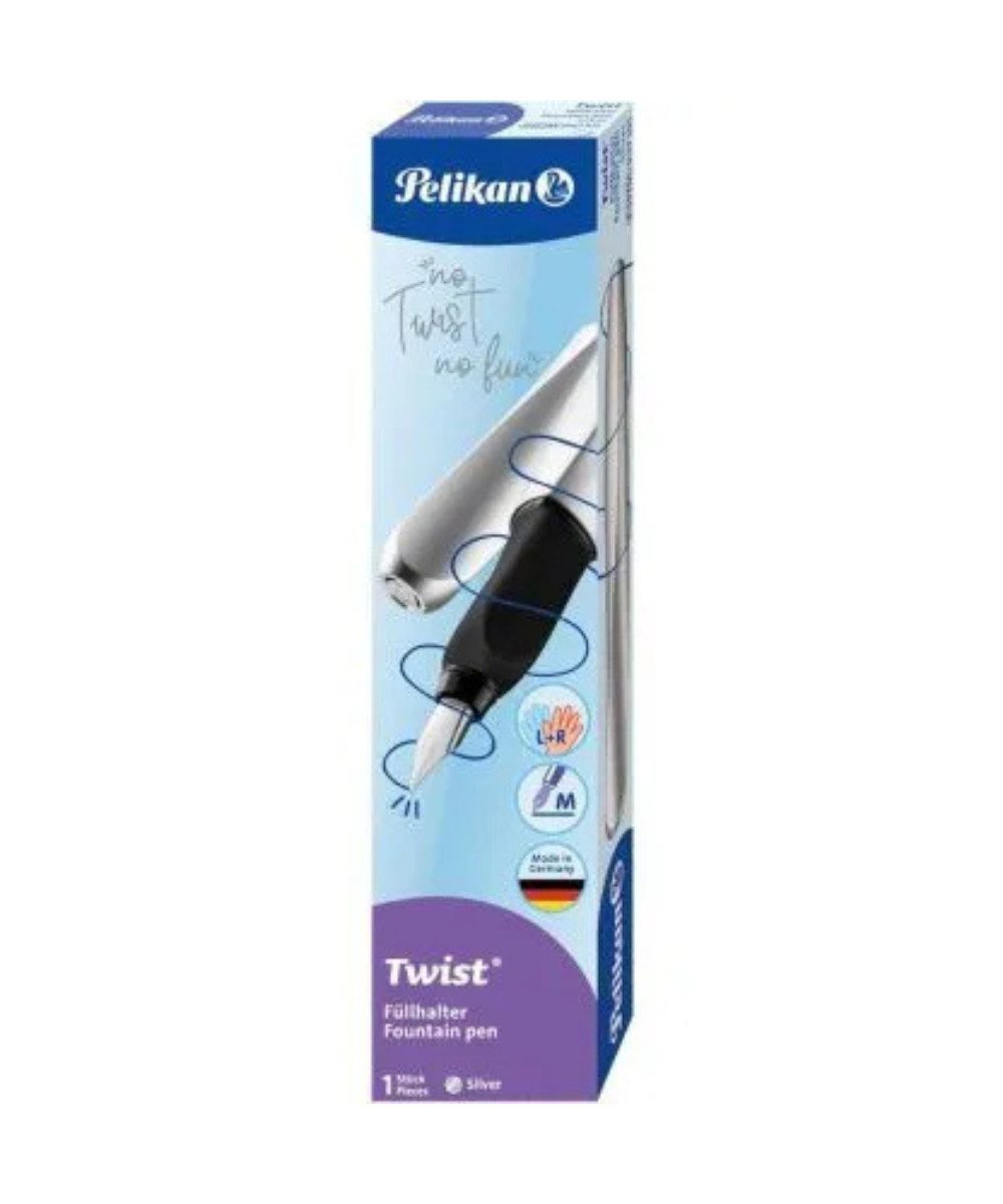 Pelikan Füllfederhalter Pelikan Twist Patronenfüller silber, (packung, 1-tlg., Füller), Standard-Tintenpatronen
