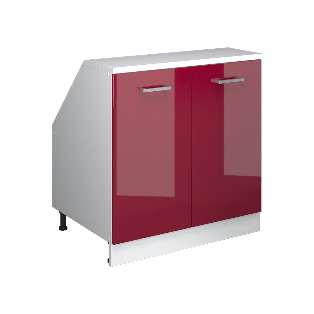 Vicco Kommode Rion, Rot Hochglanz/Weiß, 80 x 81.6 cm mit 2 Türen, Schrankkorpus... (1 St)