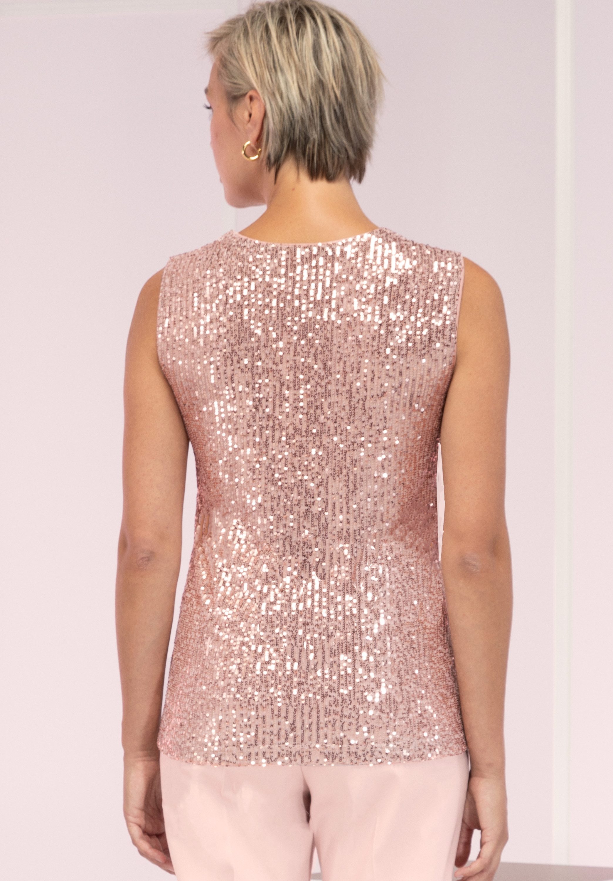 bianca Blusentop SELIS mit funkelnden Pailletten verziert