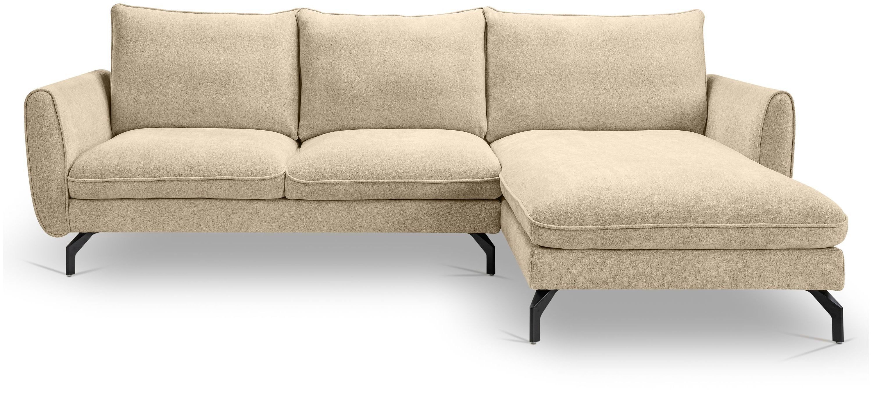 xonox.home Ecksofa, in L-Form Recamiere rechts aus Webstoff in beige B/H/T: 259x87x165cm