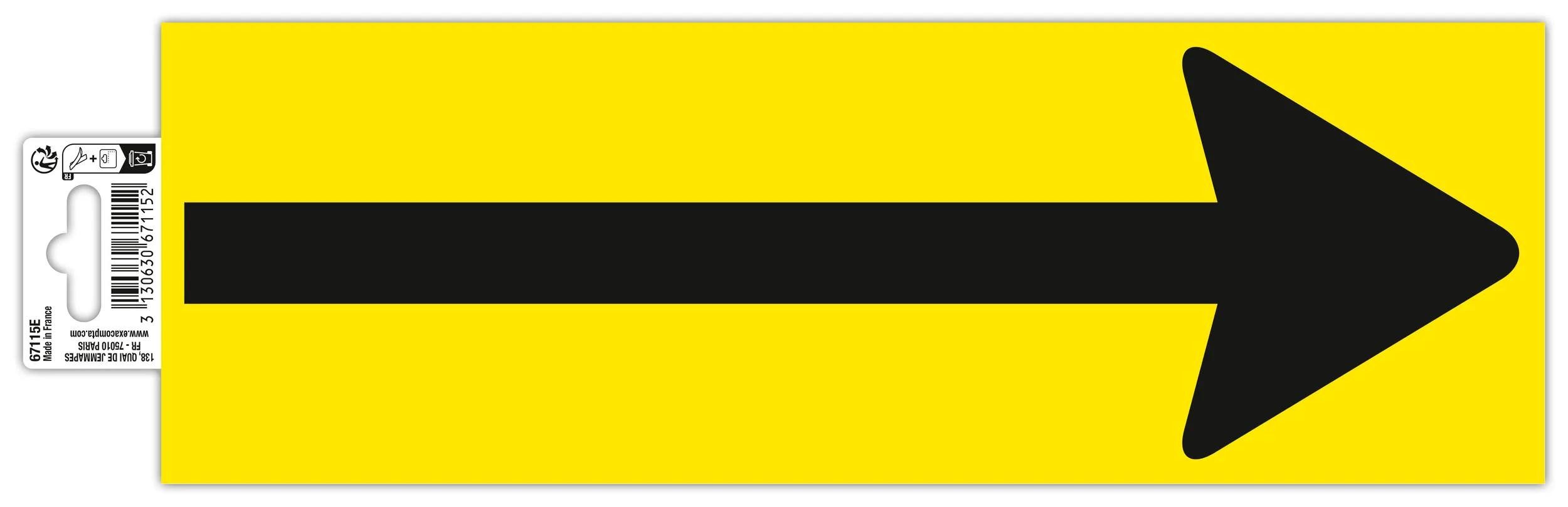 EXACOMPTA Warnschild Bodenmarkierung selbstklebend PVC Pfeil gelb-schwarz 30x10cm 67115E, Sockel