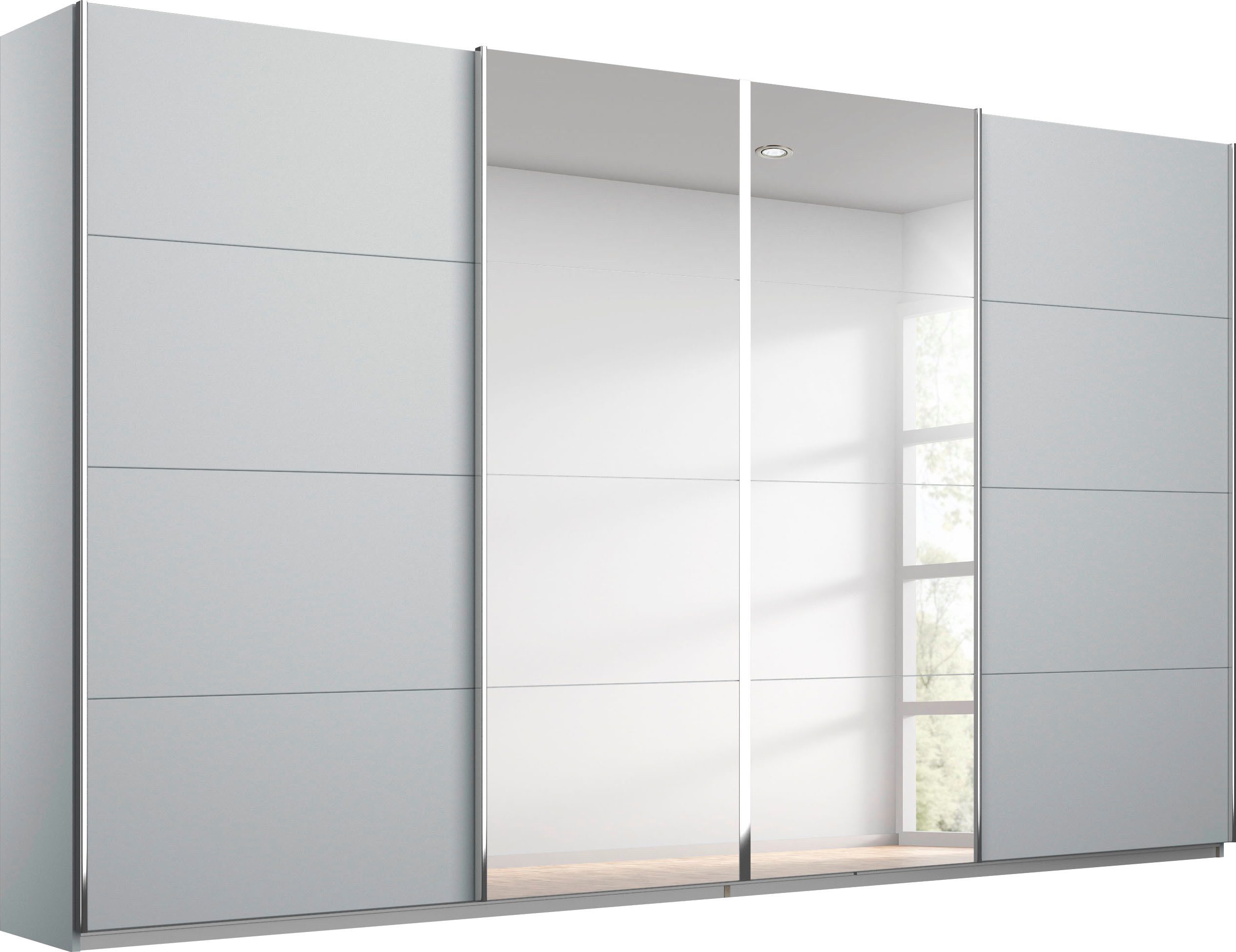 rauch Schwebetürenschrank Kleiderschrank Schrank Garderobe Wäscheschrank Ankleide SYNCRONO (Mitteltüren öffnen parallel, Breiten 271/316/361 cm Höhen 211/230 cm) Mitteltüren mit praktischer Synchron-Öffnung MADE IN GERMANY