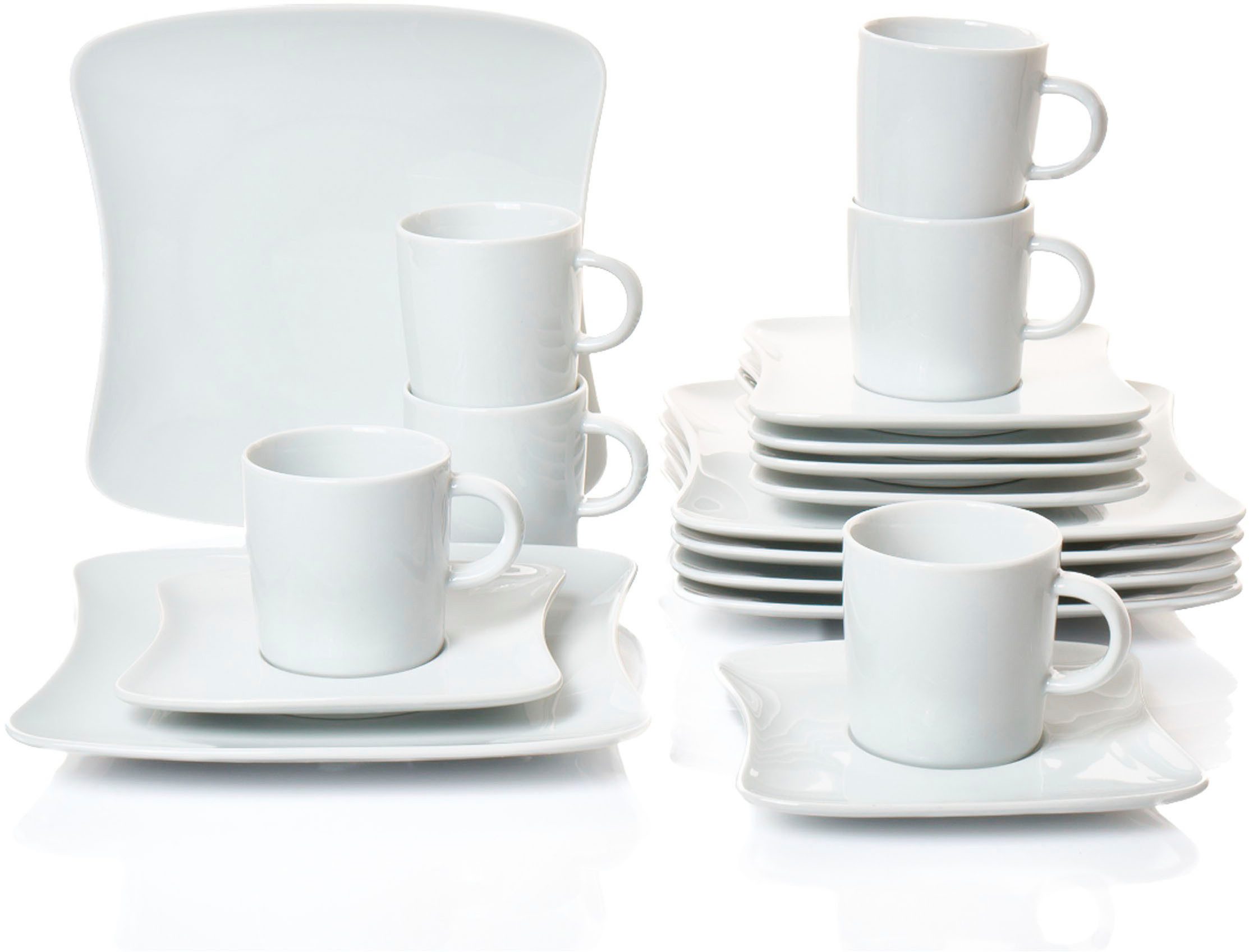 Retsch Arzberg Kaffeeservice Geschirr-Set, Service SANDY (18-tlg), 6 Personen, Porzellan, Porzellan Made in Germany, 18 Teile, für 6 Personen