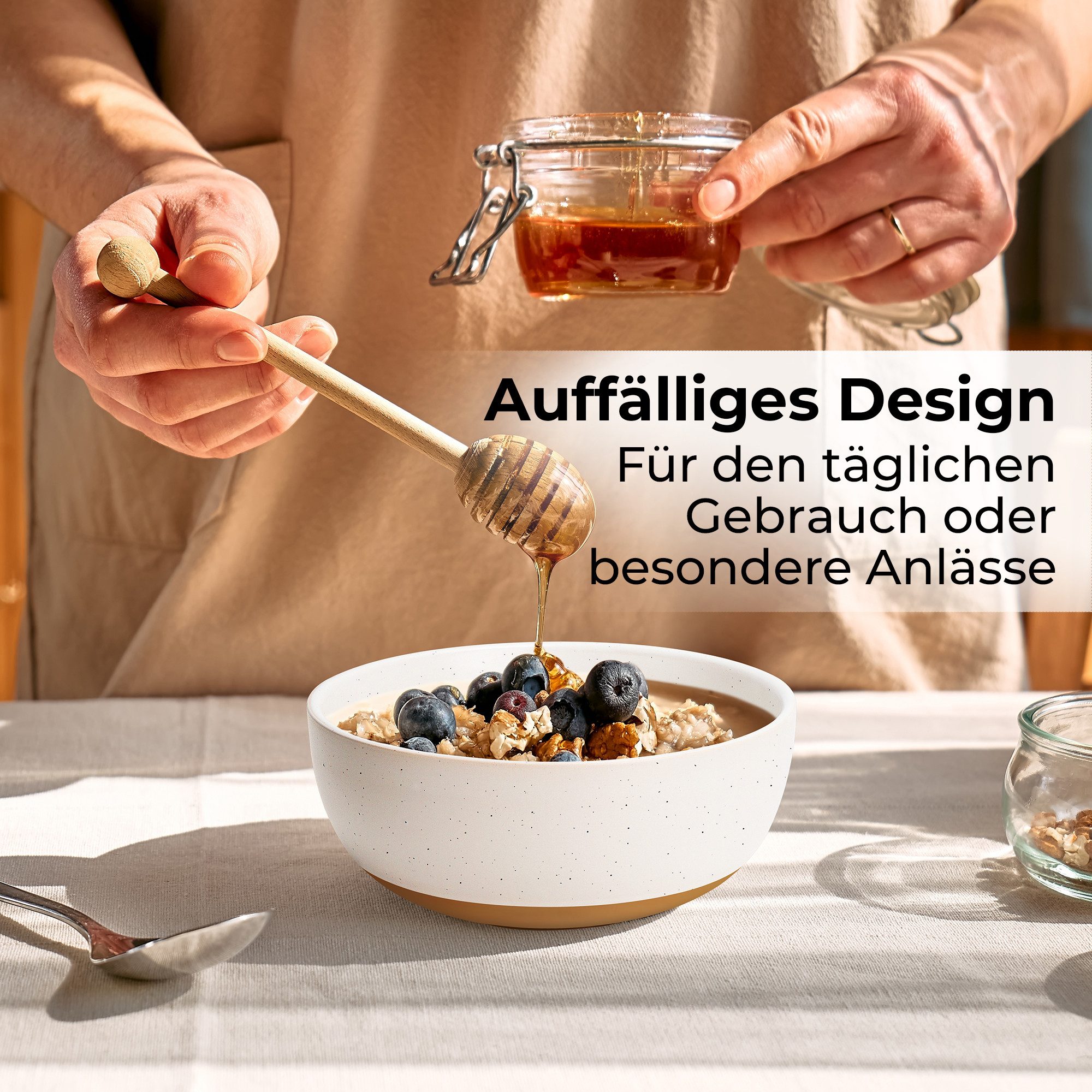MiaMio Müslischale Aura Creamy Cocoa, 820 ml, Keramik, (Set, 4-tlg), 820 ml, Ø 16 cm, 7 cm hoch – Bild 3 von 5