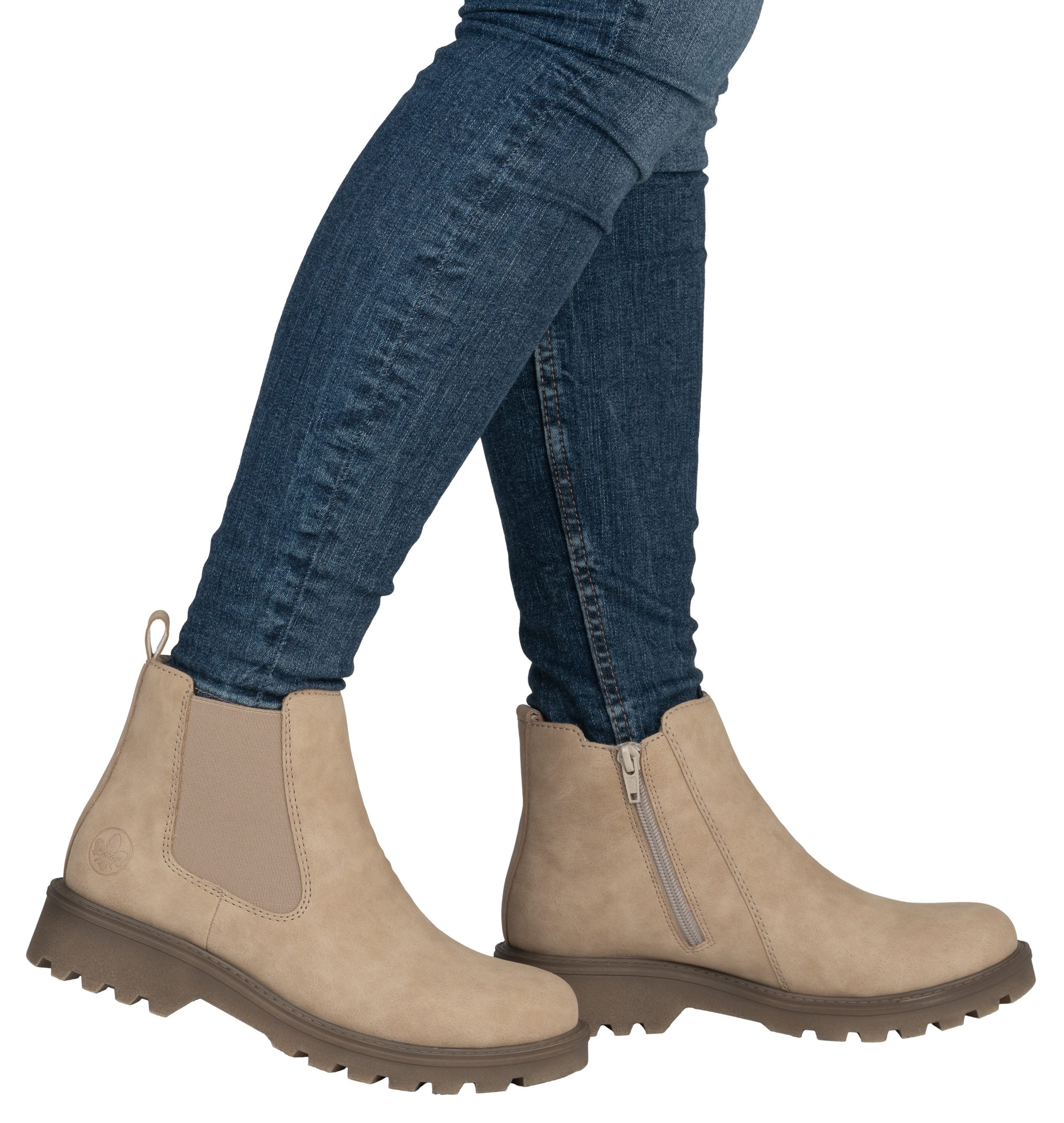 Rieker Chelseaboots Schlupfboots, Stiefelette, Blockabsatz, mit kuscheligem Warmfutter