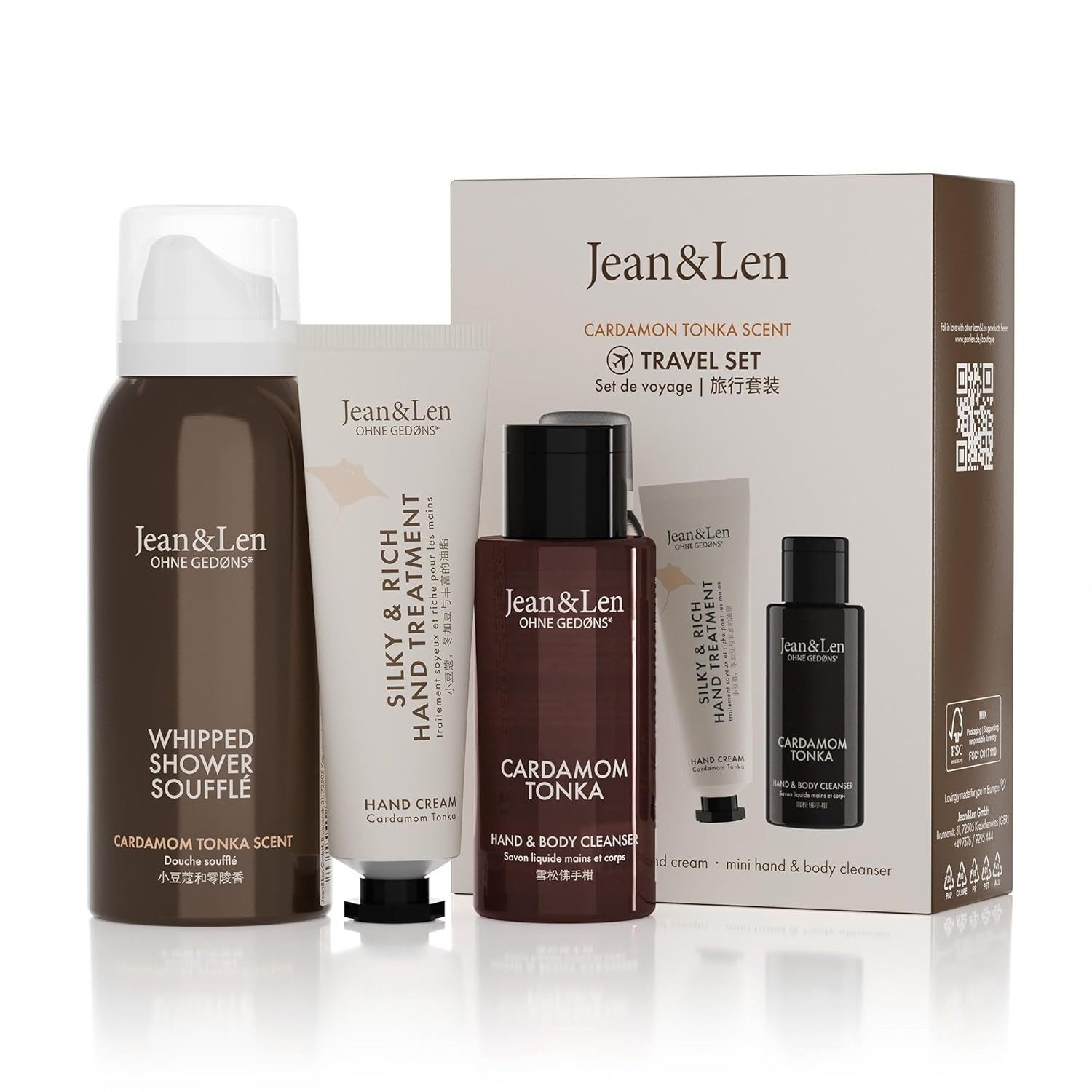 Jean & Len ohne Gedons* Pflege-Geschenkset Travel Set, Geschenk oder Mitbringsel, Produkte für Körper und Geist, Travel Set