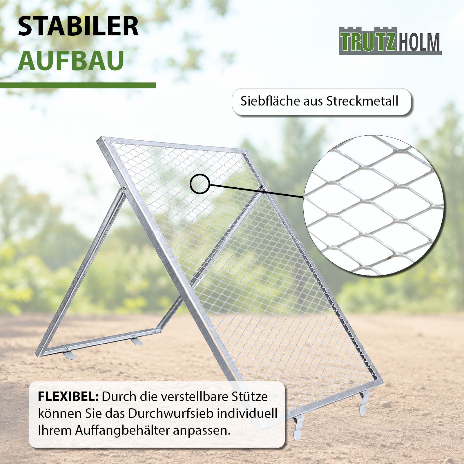 TRUTZHOLM Komposter Schubkarren Durchwurfsieb Gartensieb Kompost Gitter Durchwurfgitter, BxTxH: 60x100x100 cm, (Produkt, 1 St), einfach aufsetzen und sorglos si – Bild 4 von 5