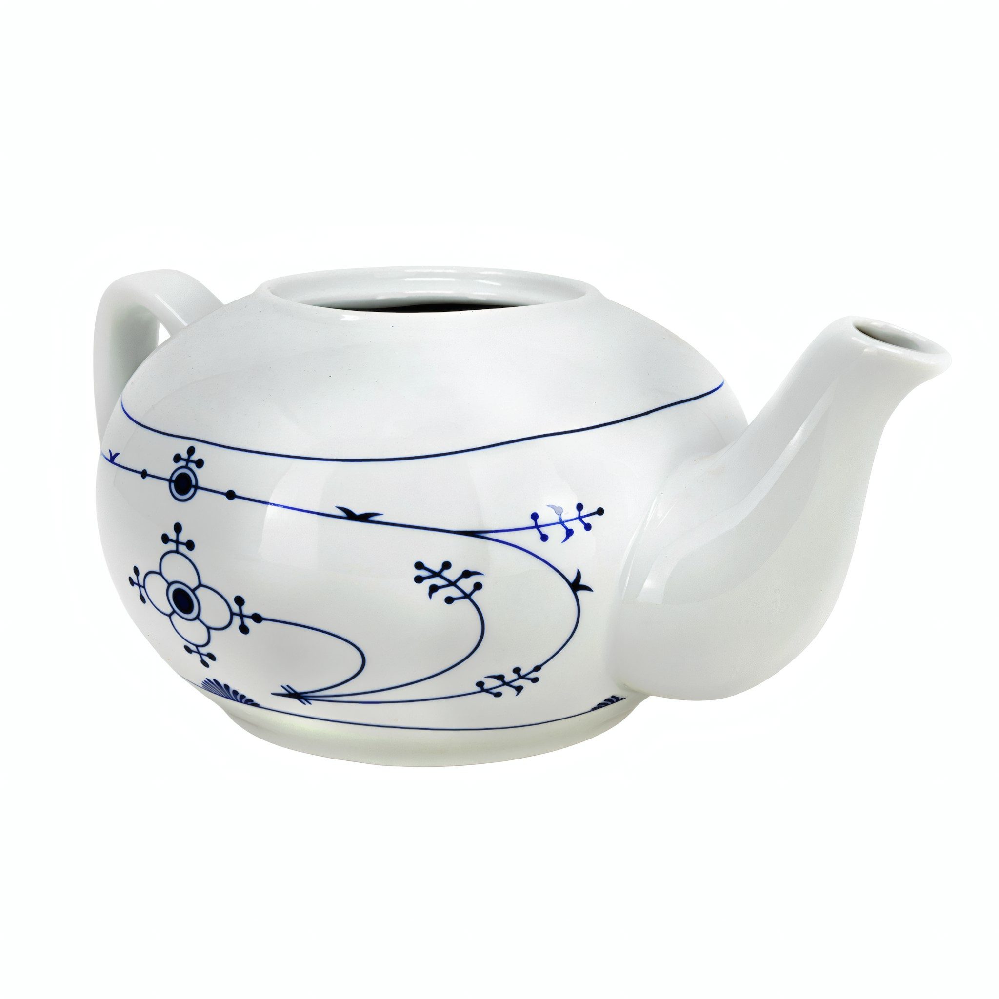 Teekanne Teepott und Stövchen Indisch Blau, ca. 0,75 l, ca. 16 cm aus Porzellan