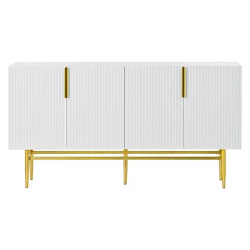 EXTSUD Sideboard Modernes, elegantes Sideboard mit 4 Türen, goldfarbener Metallgriff