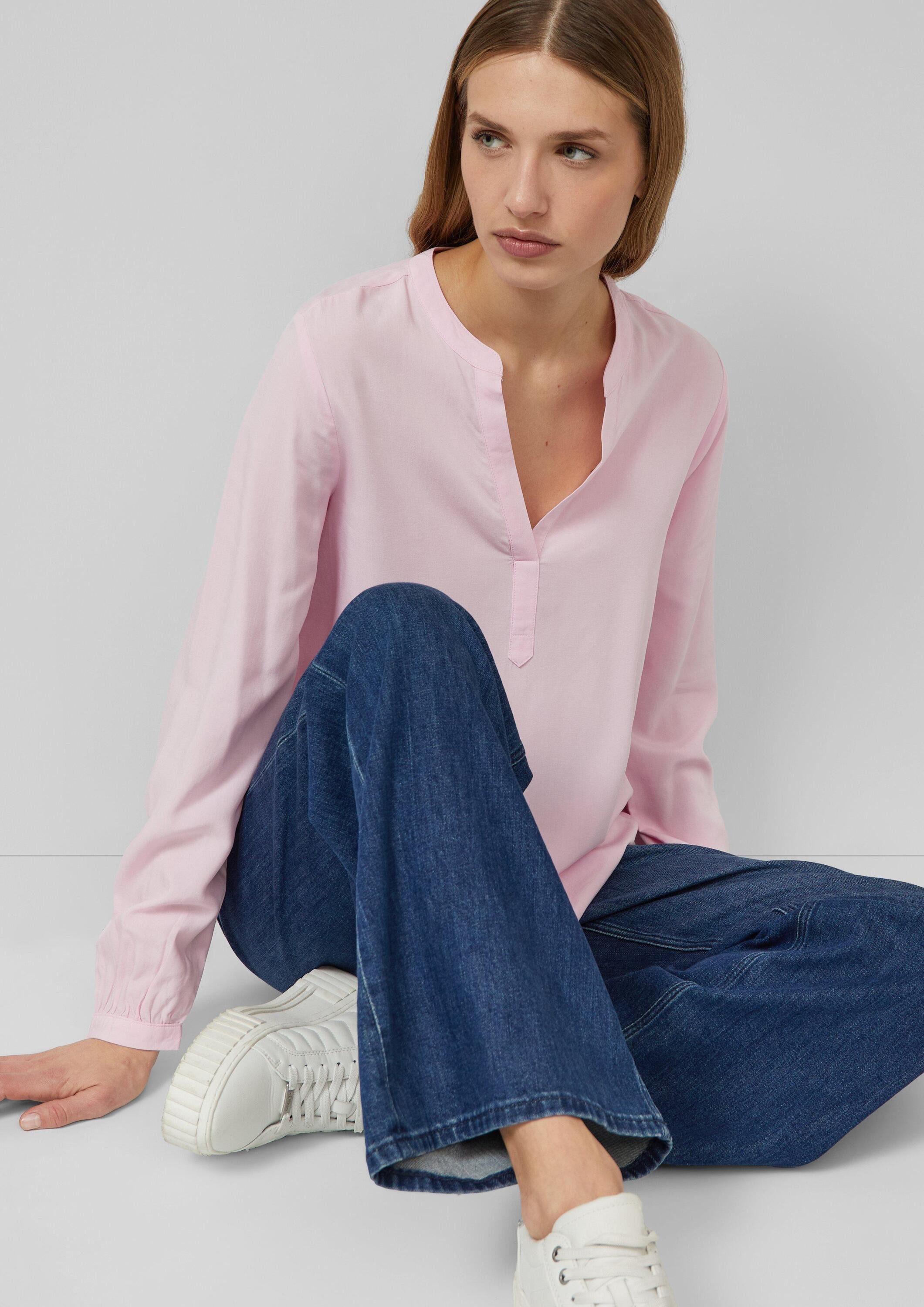 s.Oliver Langarmbluse Bluse Fließende Viskosebluse mit Rundhals mit V-Aussc günstig online kaufen