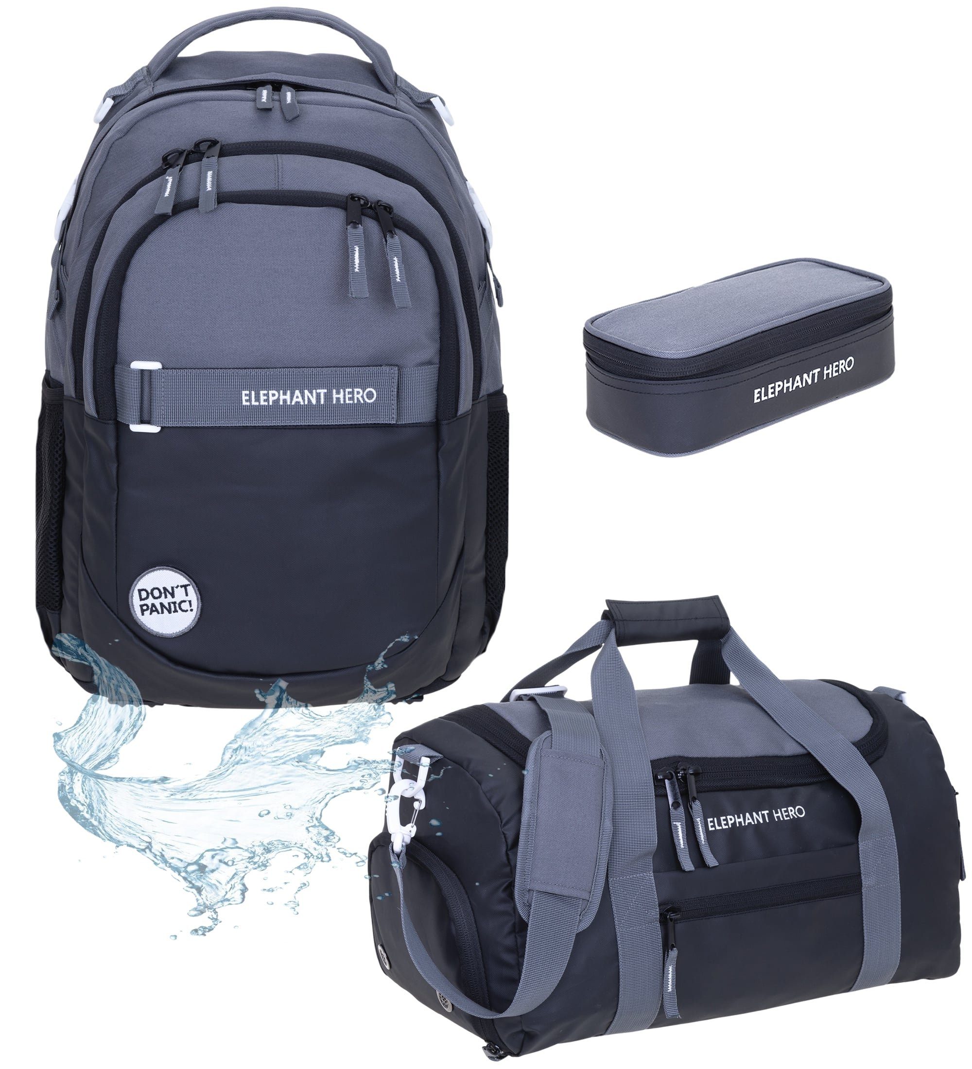 ELEPHANT Schulrucksack Hero Signature Schultasche (Set, 3-tlg., 3 Teile Rucksack Sporttasche Mäppchen Box), Softcase Ранцы Schulmappe +rsm