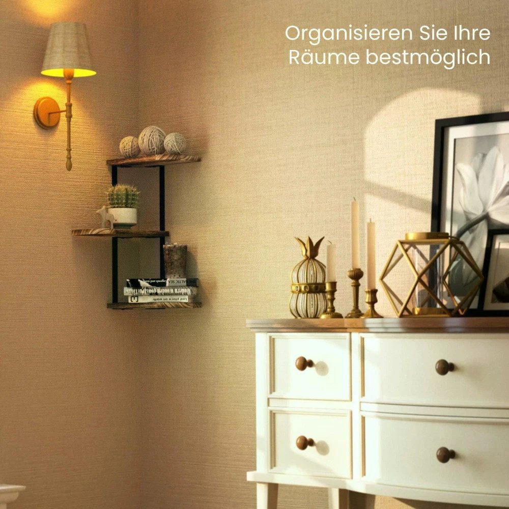 Holz Lichter Wandregal Stelby Eckregal Zickzack – Modernes Wandregal aus Holz, Braun, Packung, Eckregal im Zickzack-Design, platzsparend & vielseitig einsetzbar – Bild 2 von 5