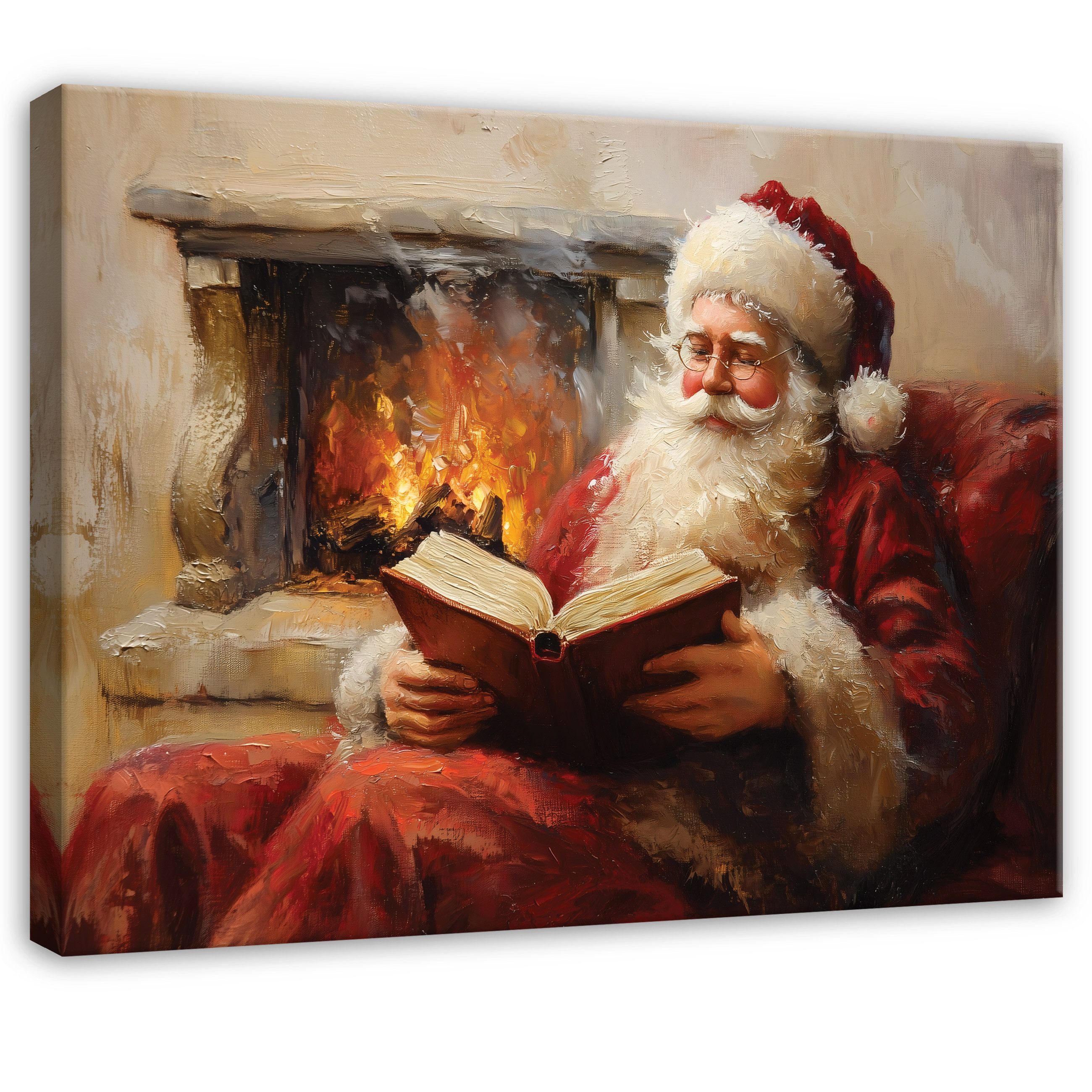 Wallarena Leinwandbild Weihnachtliches Schnee Weiß Modern Wandbilder Wand Deko XXL Bilder, Nikolaus (groß Bilder Wohnzimmer Schlafzimmer Einteilig, 1 St), Bilder Klein Wohnzimmer Schlafzimmer Küche Wandbild Wand Deko 40x30