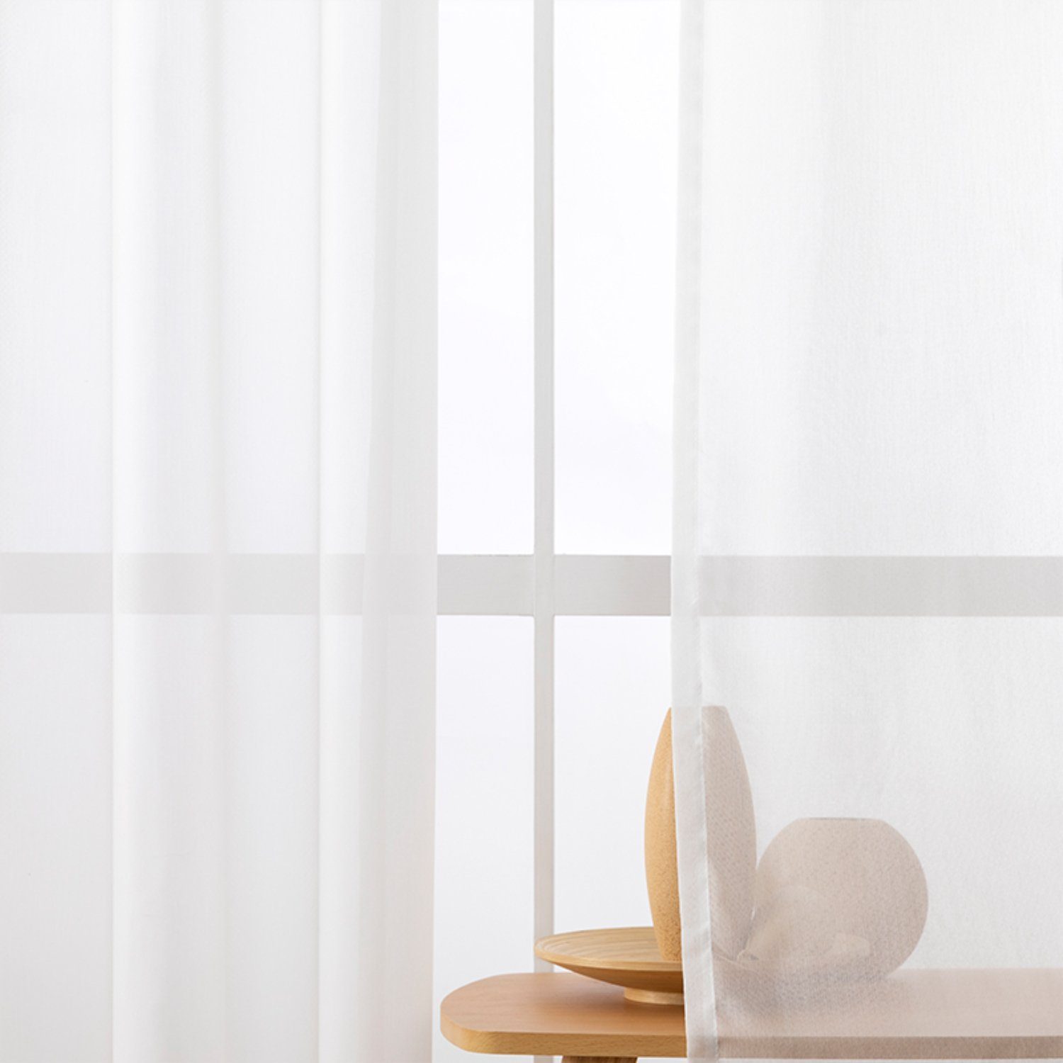 Gardine, HOMEIDEAS, Ösen (2 St), Voile-Vorhänge halbtransparent, Weiß einfarbige Polyester