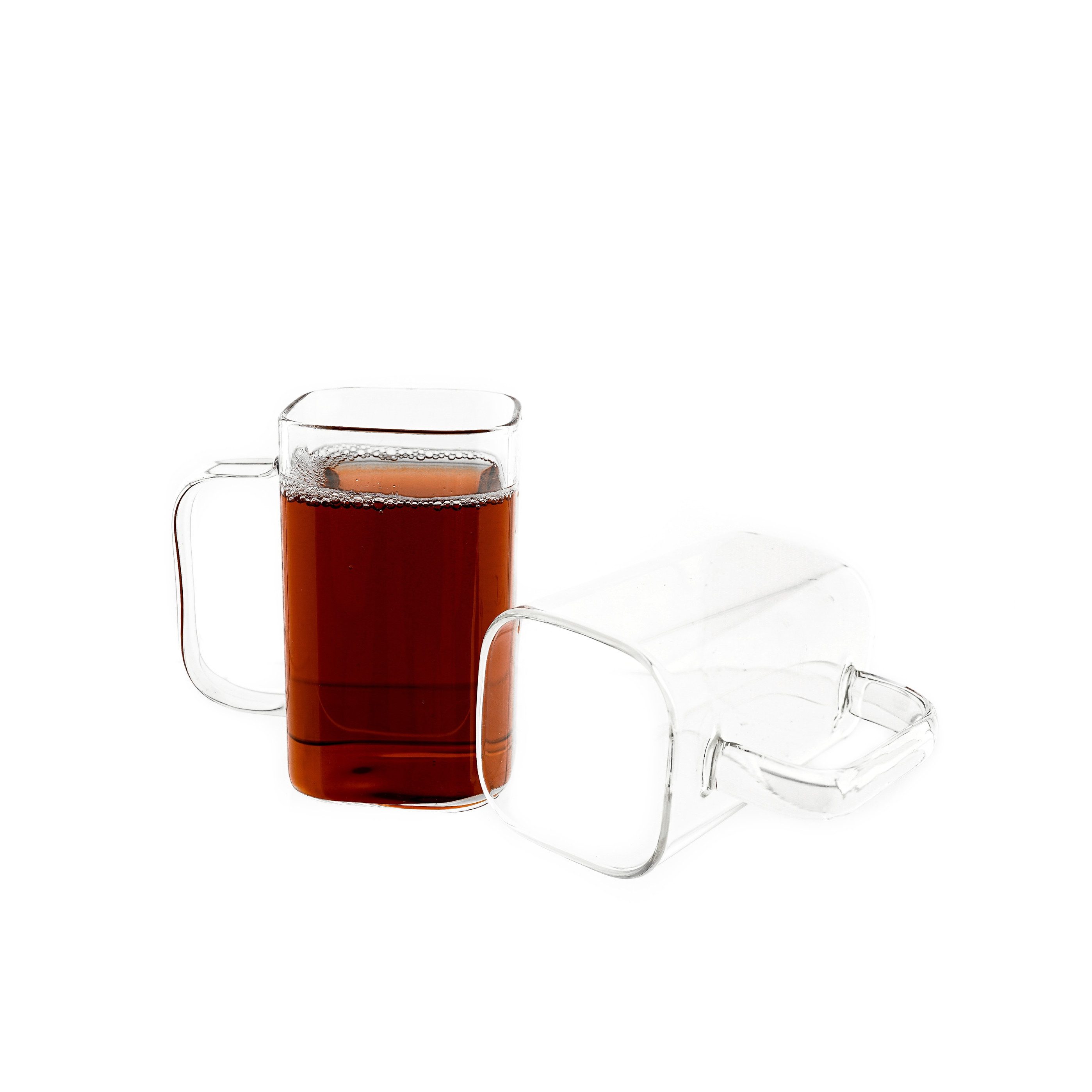 Gläser-Set 6er Gläser Set mit Henkel für Tee, Kaffee, quadratisch, 280 ml