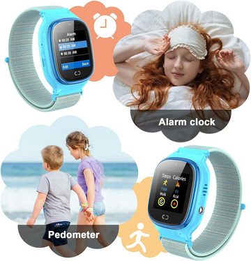 PTHTECHUS GPS-Positionierung für Kinder Smartwatch (1,37 Zoll), mit Digitalkamera Kinderuhr Support Spiel Anruf Wecker SOS Sprach Chat