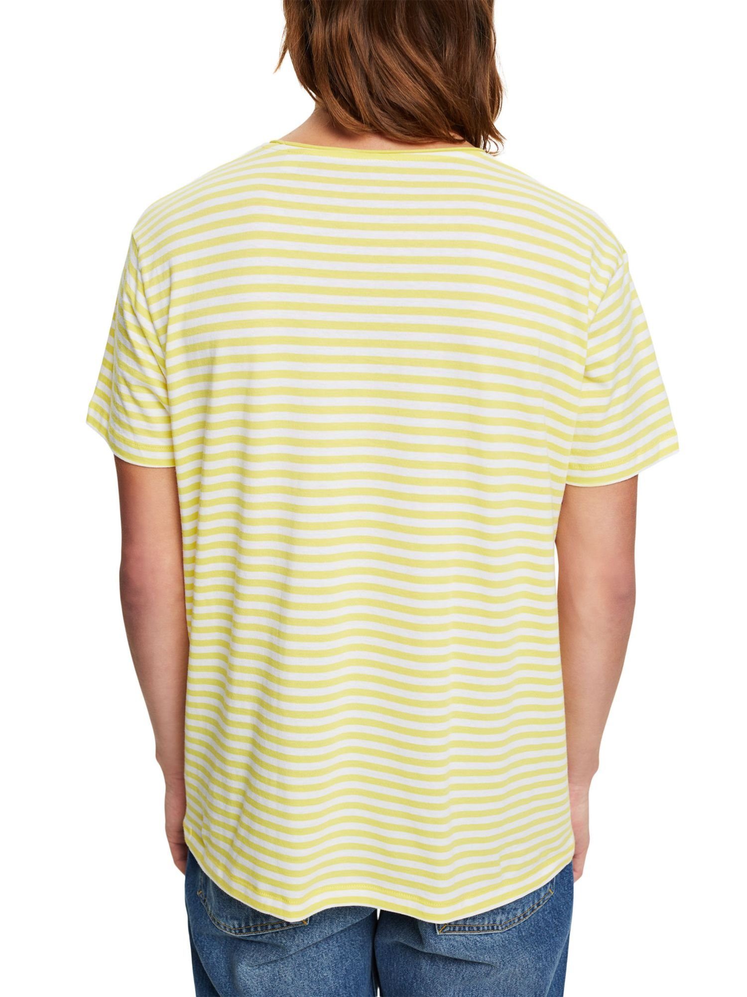 Esprit Jersey-T-Shirt BRIGHT mit T-Shirt Streifenmuster YELLOW (1-tlg)