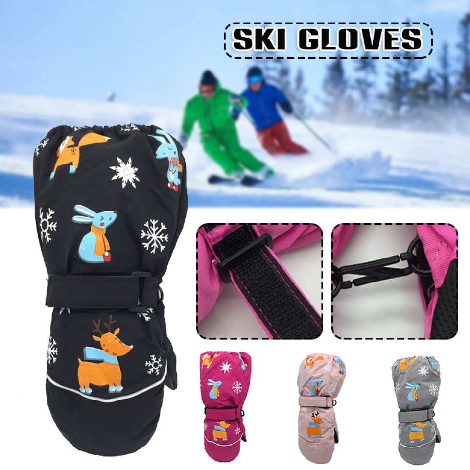 grau Skihandschuhe Wasserdicht, Blusmart Skihandschuhe Winddicht, Warm, Kinder-Skihandschuhe,