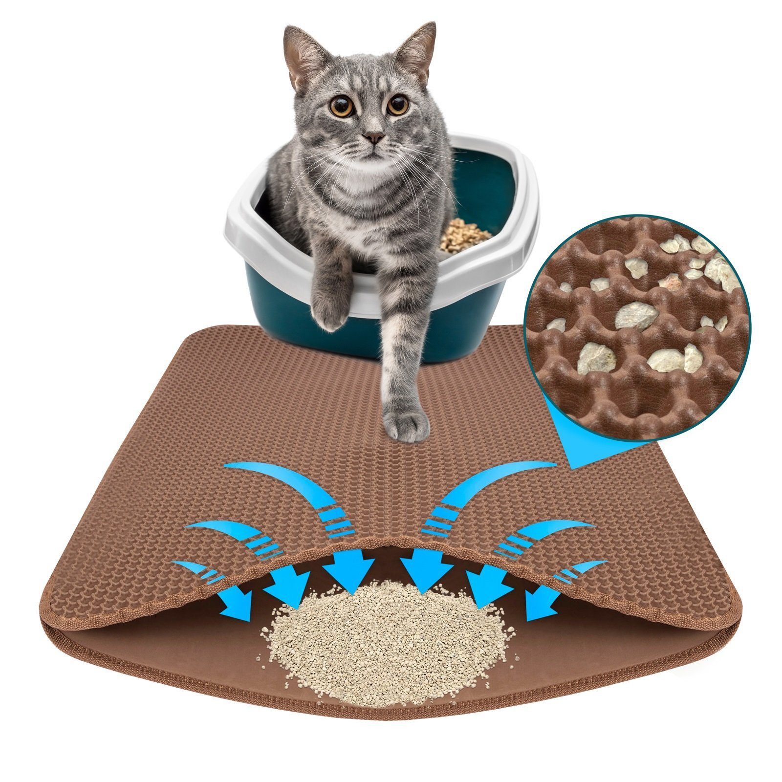 Karat Katzentoilette Katzenstreumatte Charly, Doppelschichtiges Waben-Design, Verschiedene Farben