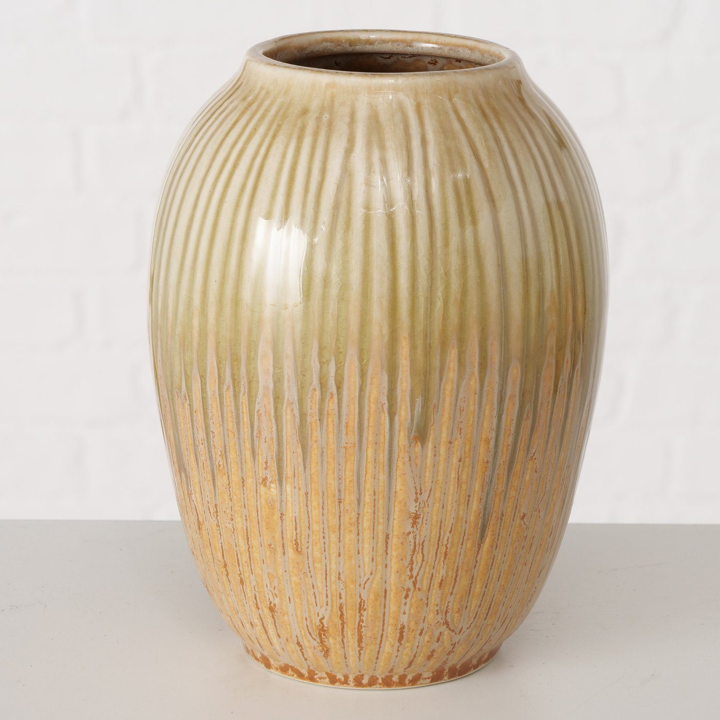 BOLTZE Dekovase (Steingut) in aus Set Blumenvase "Marucha " beige, Vase Keramik 2er