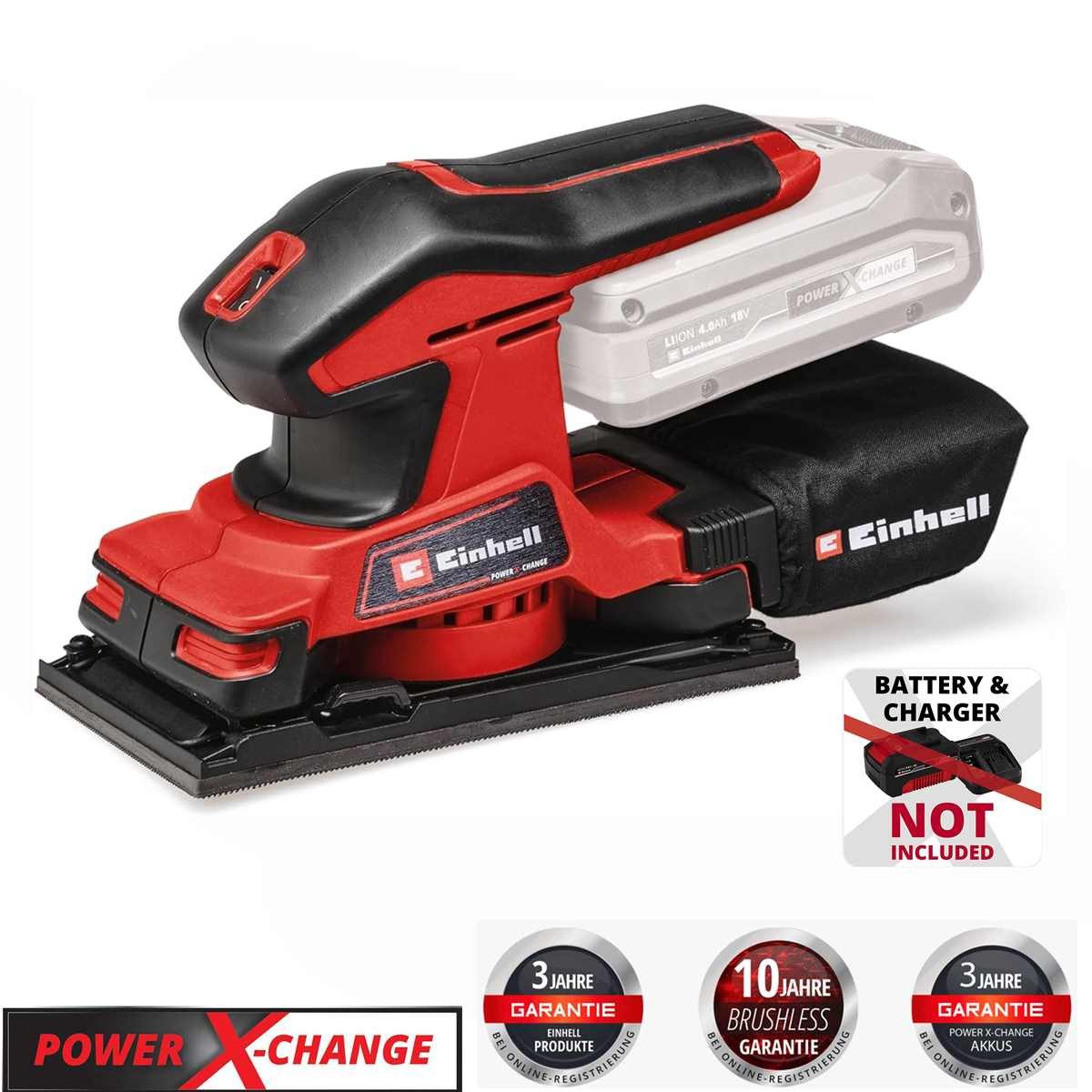 Einhell Орбитальная шлифовальная машина Akku-Schwingschleifer TC-OS 18/187 Li Solo (ohne Akku / Ladegerät