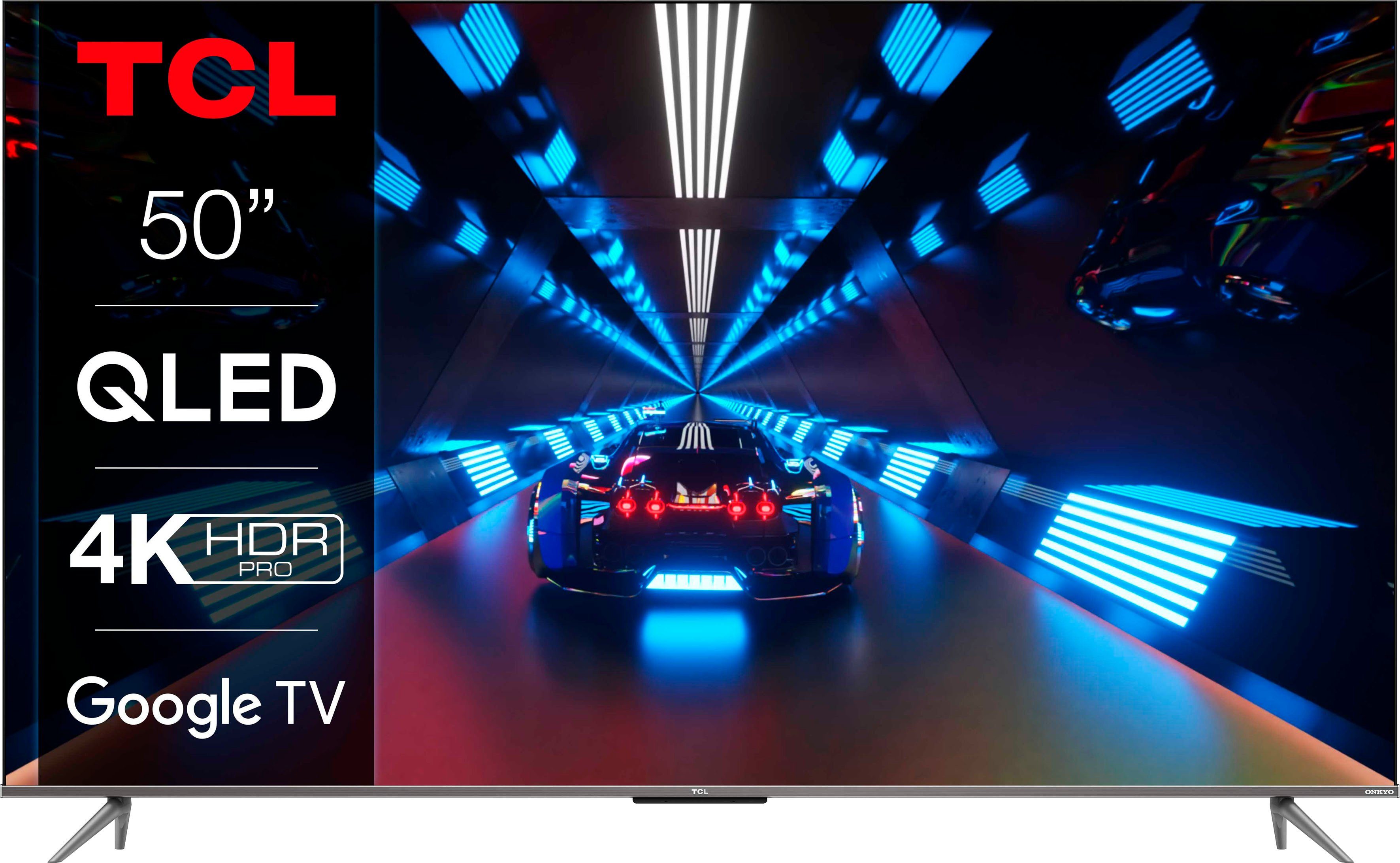 TCL 50C735X2 QLED-Fernseher (126 cm/50 Zoll, 4K Ultra HD, Smart-TV, Google  TV, HDR Premium, Dolby Atmos, HDMI 2.1, Metallgehäuse, ONKYO-Sound)