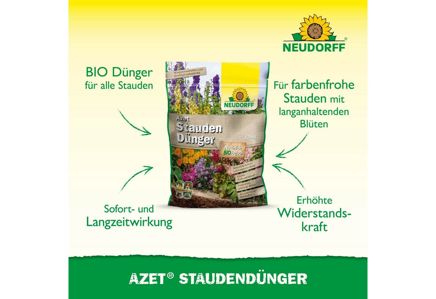 Thumbnail - Neudorff Blumendünger Bio - Azet StaudenDünger 1,75 kg, sorgt für farbenfrohe und langanhaltende Blüten aller Stauden, o...