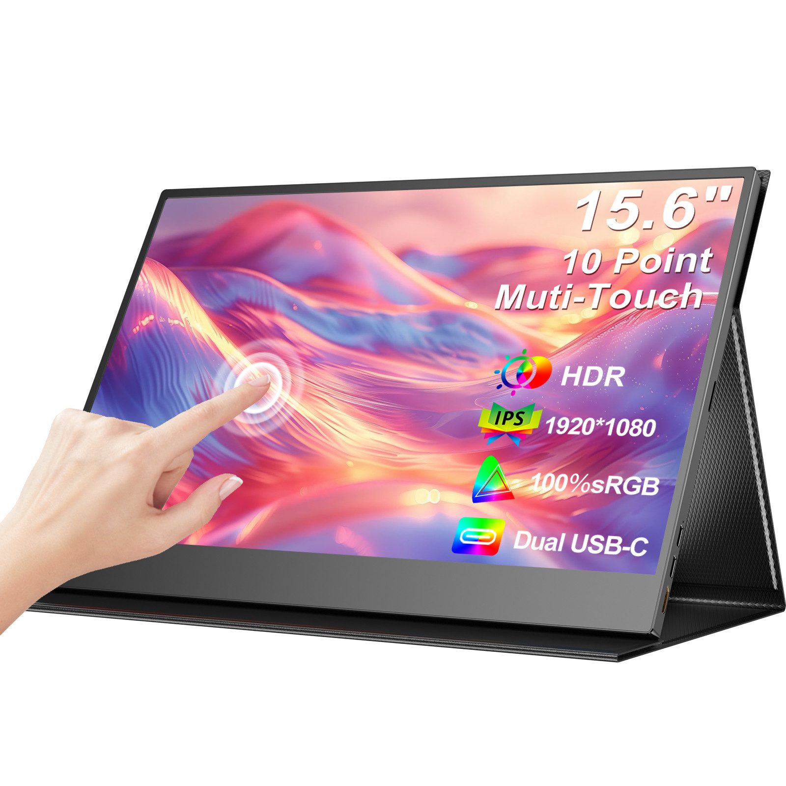 UPERFECT Touchscreen-Monitor, Tragbarer Monitor, Gaming Monitor Portabler Monitor (39,62 cm/15.6 ", 1920x1080 px, FHD, 16 ms Reaktionszeit, 60 Hz, IPS)