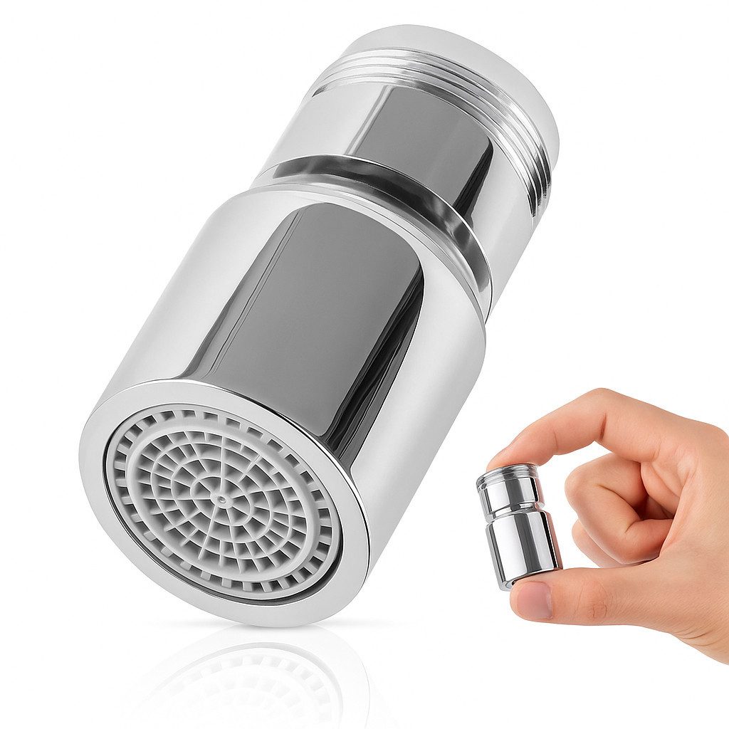 ECENCE Wasserhahnfilter Wasserhahn Aufsatz schwenkbar in Chrom drehbarer
