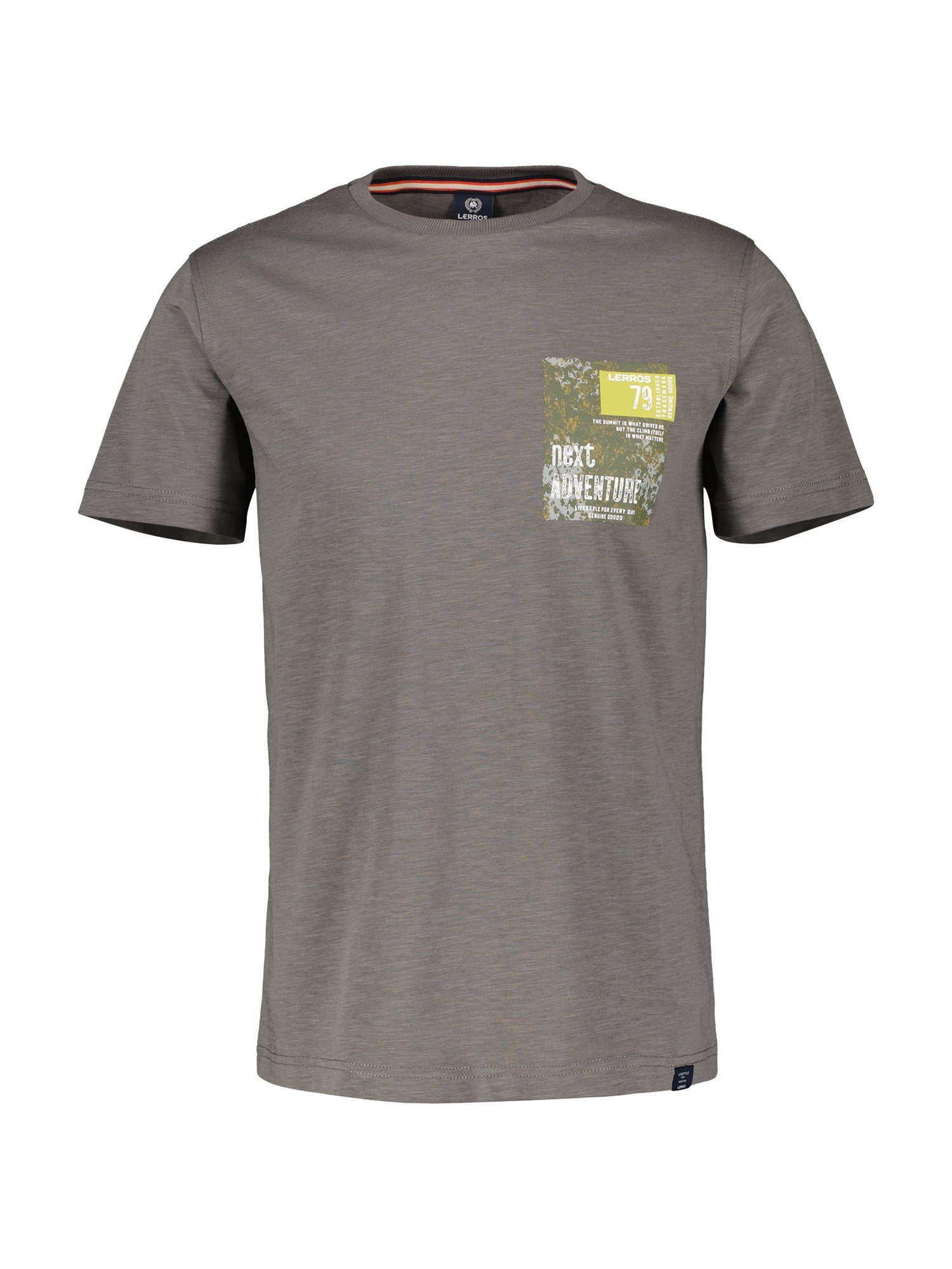 LERROS T-Shirt LERROS BASALT GREY O-Neck T-Shirt, Brustprint