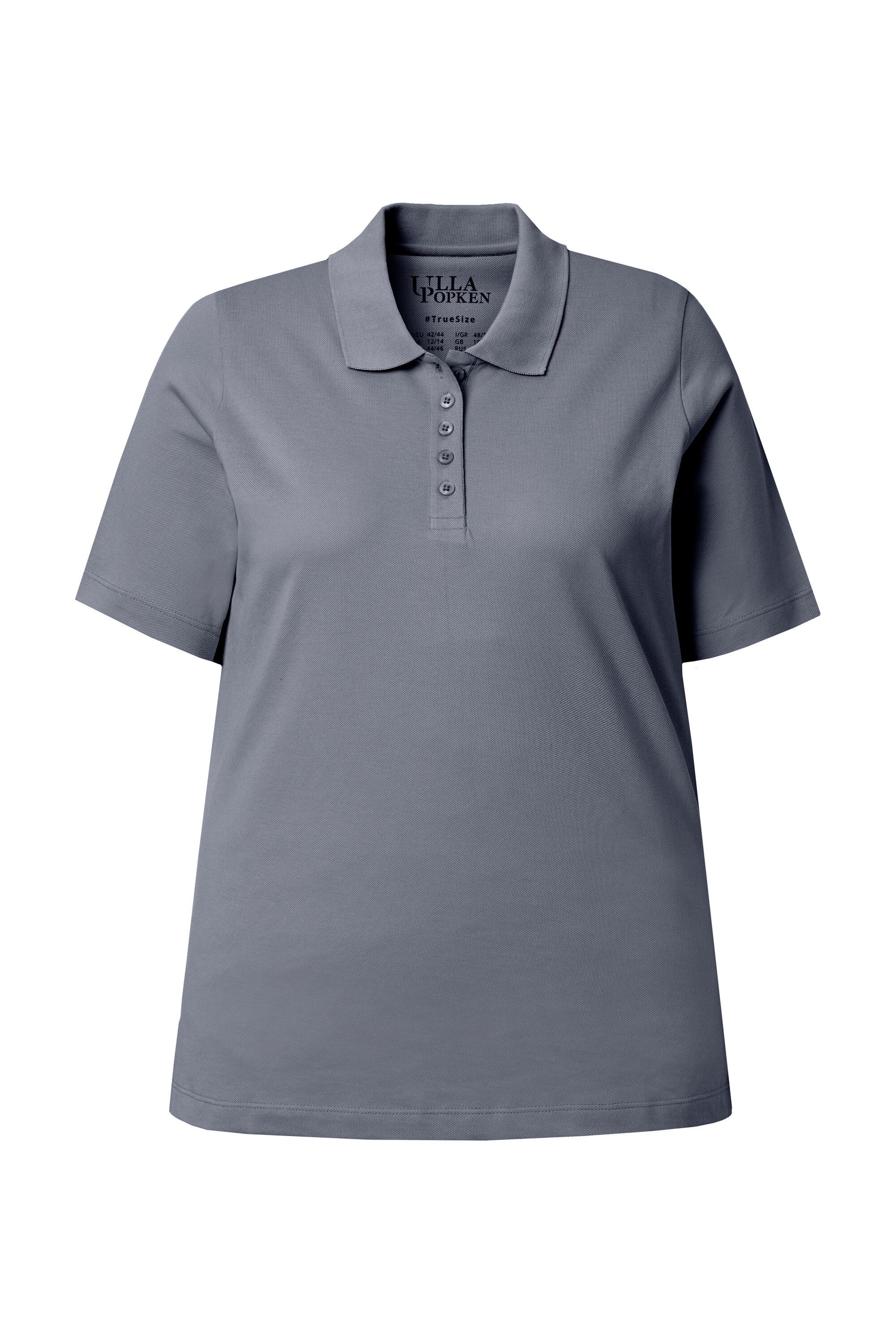 Ulla Popken Poloshirt Poloshirt längere Knopfleiste Polokragen Halbarm