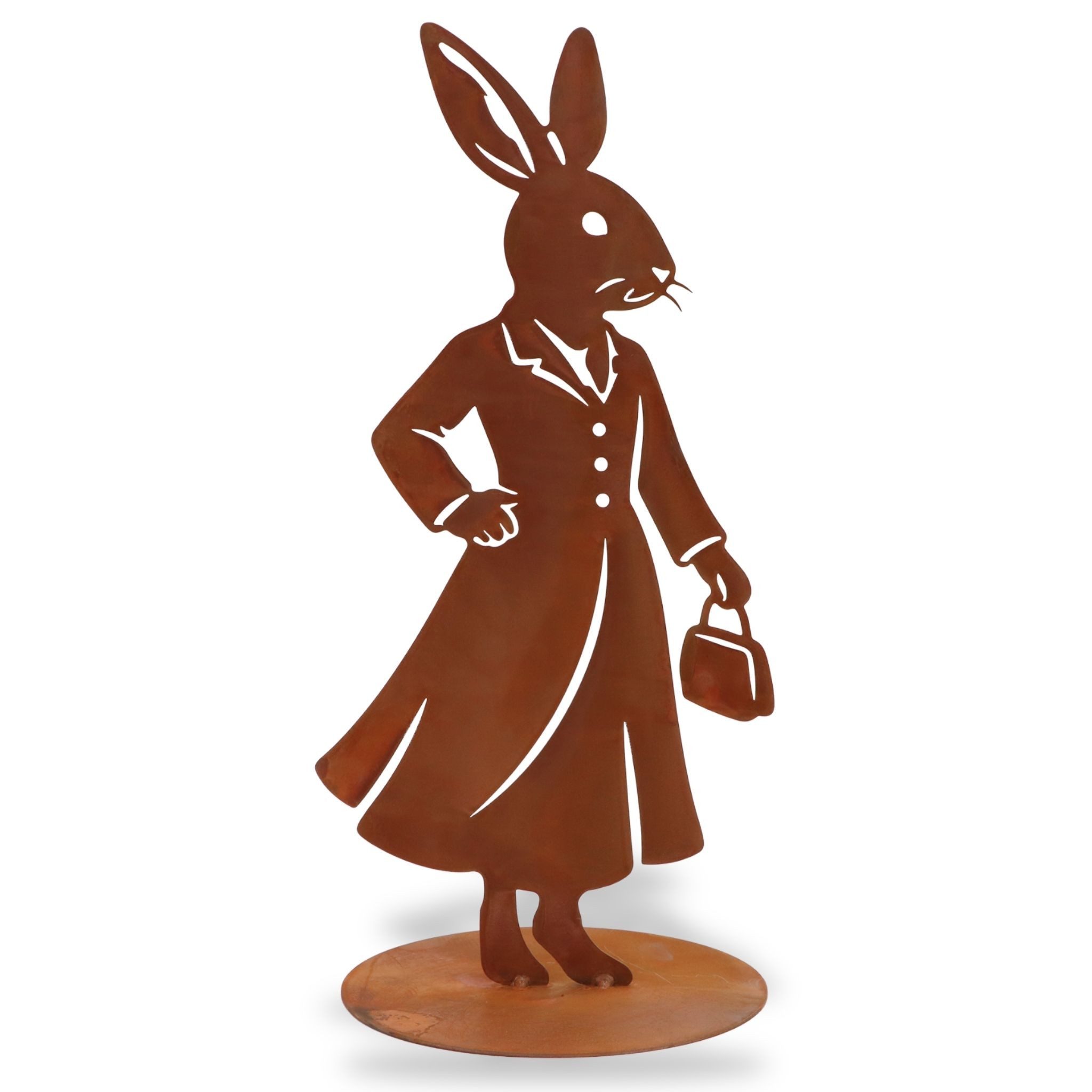Rostikal Osterhase Hasenfiguren Osterdeko aus Edelrost für innen und außen (Einzelartikel – Hasendame, Einzelartikel - Hasenmann, Set - Hasendame und Hasenmann), Handgefertigte Hasendeko mit Charakter für Wohnraum und Garten
