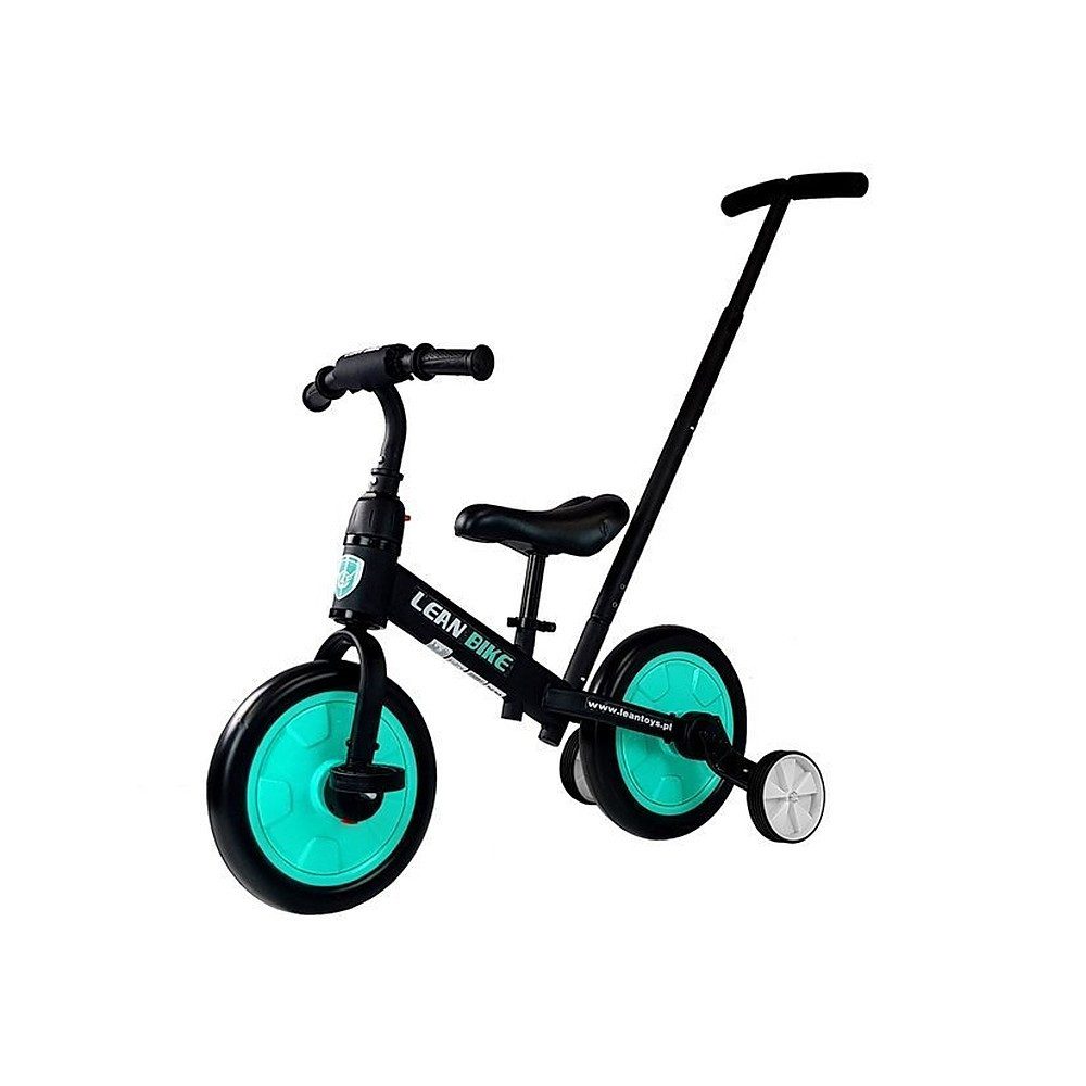 LEAN TOYS Dreirad Laufrad Lernfahrrad Kinderrad, 3in1, Schiebestange, Stützräder, Sattel verstellbar