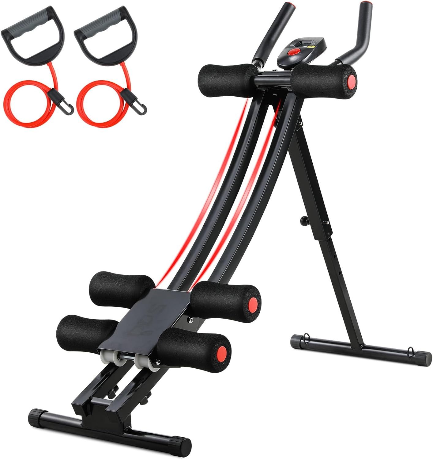 TLGREEN Bauchtrainer Bequemes Kurvengleis (Zusammenklappbar, 4 höhenverstellbar, Mit LCD-Display,Tragfähigkeit 120 kg), Muskelaufbau, Fettabbau