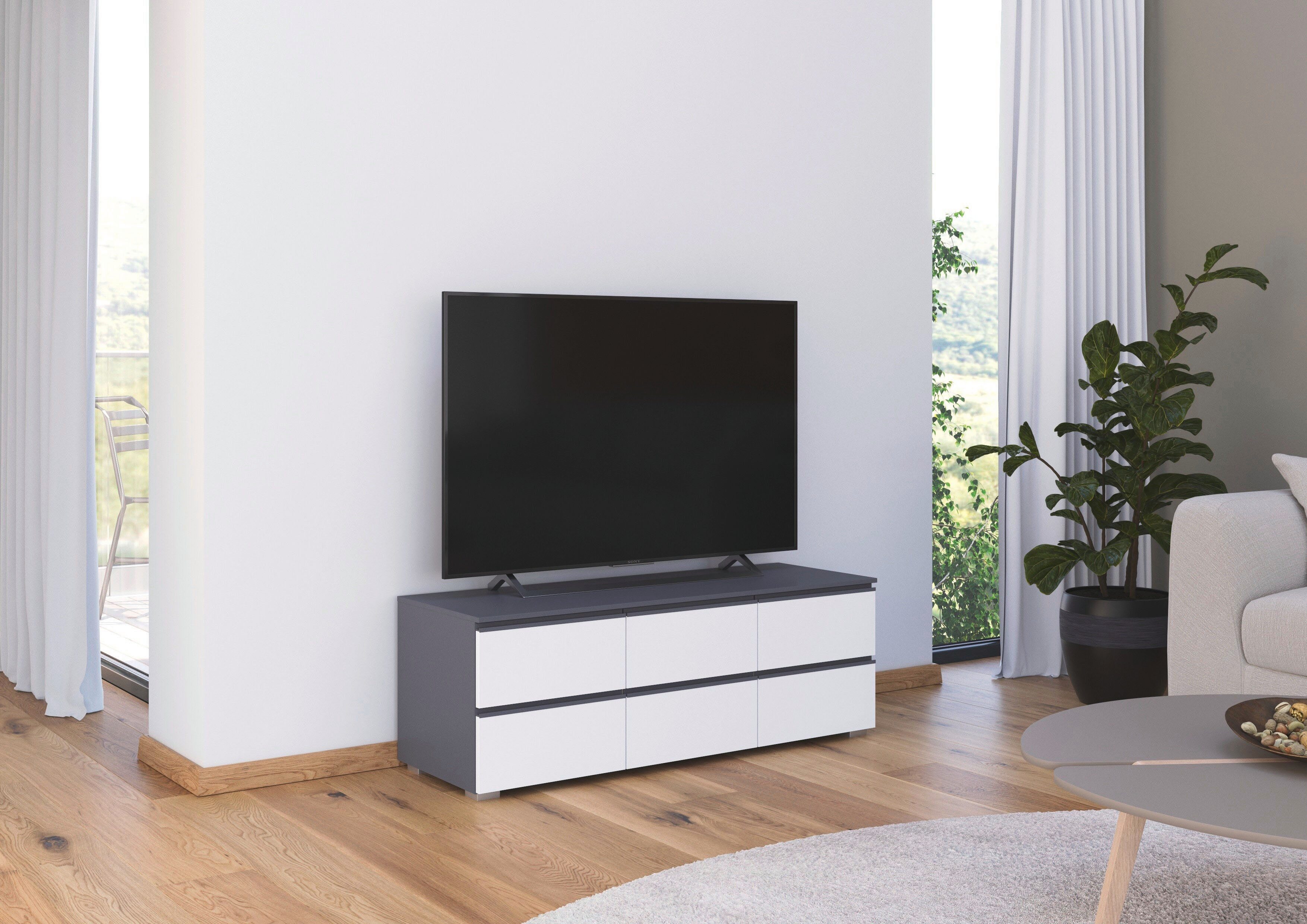 rauch TV-Board Sideboard Kommode Lowboard TV-Schrank MAINZ (Breite 80 oder 120 cm), praktische und geräumige Schubladen MADE IN GERMANY – Bild 2 von 5