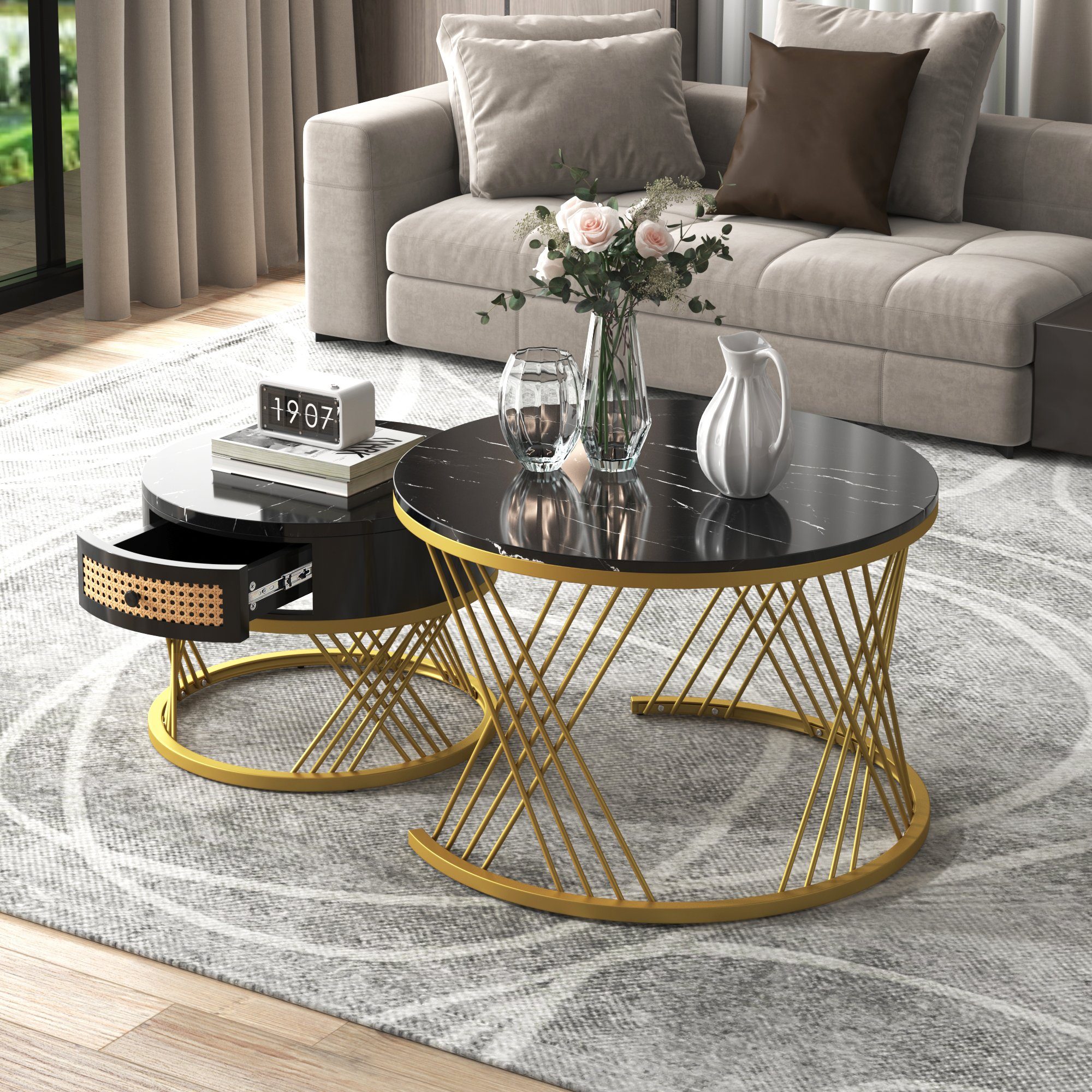 OKWISH Couchtisch (2 in 1 Runder günstig online kaufen