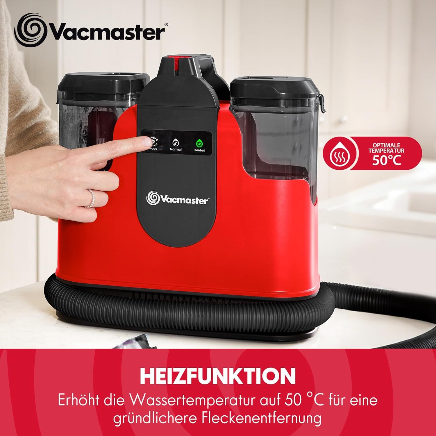 Vacmaster Handstaubsauger 1150W Erhitzt Waschsauger Teppichreiniger Polsterreiniger Gerät, 1150 W, für Teppich Waschsauger für Polster & Auto Flecken Sofa