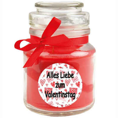 HS Candle Duftkerze (1-tlg), Valentinstag Geschenk - Kerze im Bonbon Glas mit vers. Valentinstag - Motiven und Größen