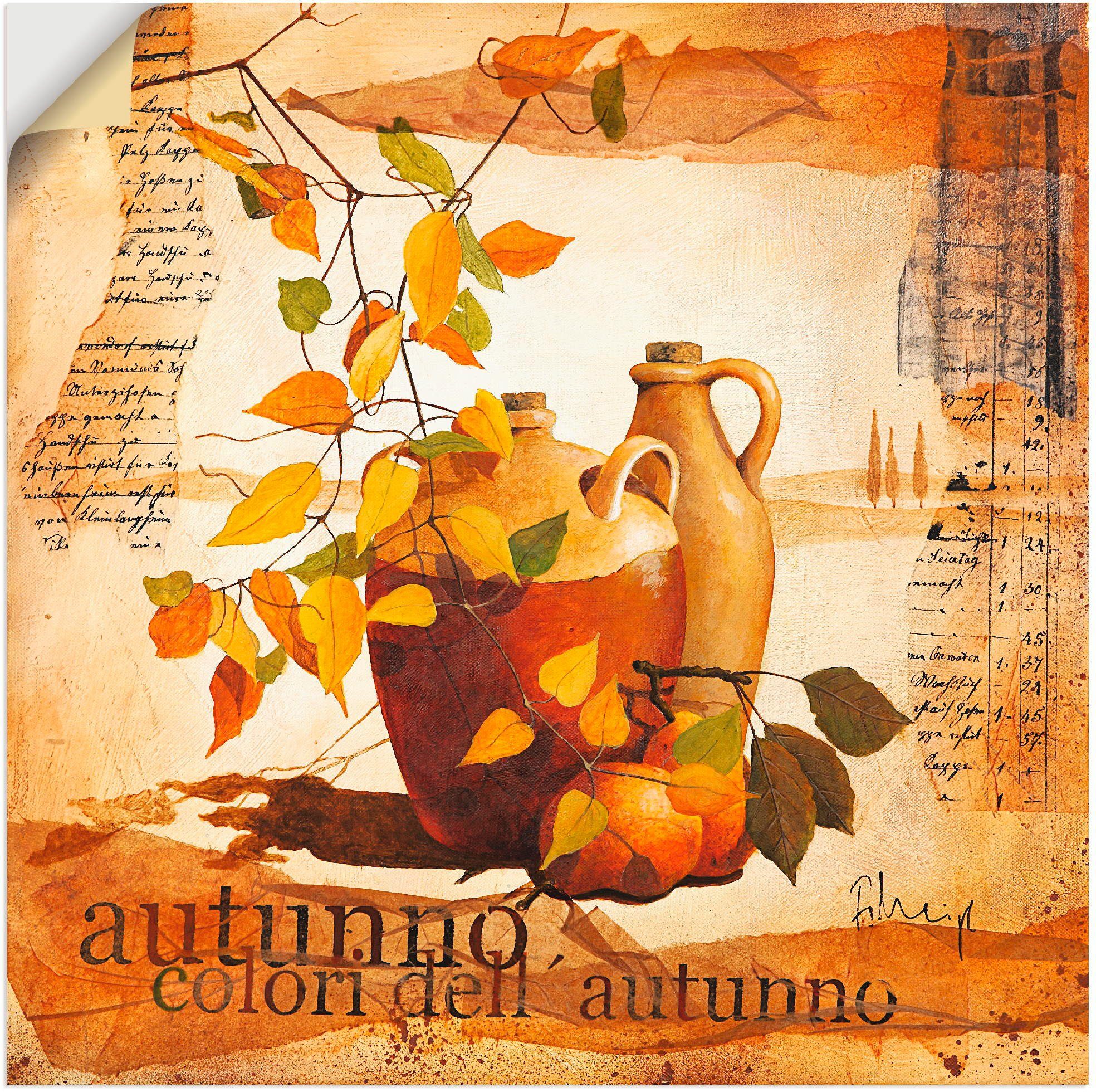 Artland Wandbild Italienisches Herbstlaub, Vasen & Töpfe (1 St), als Leinwandbild, Wandaufkleber oder Poster in versch. Größen