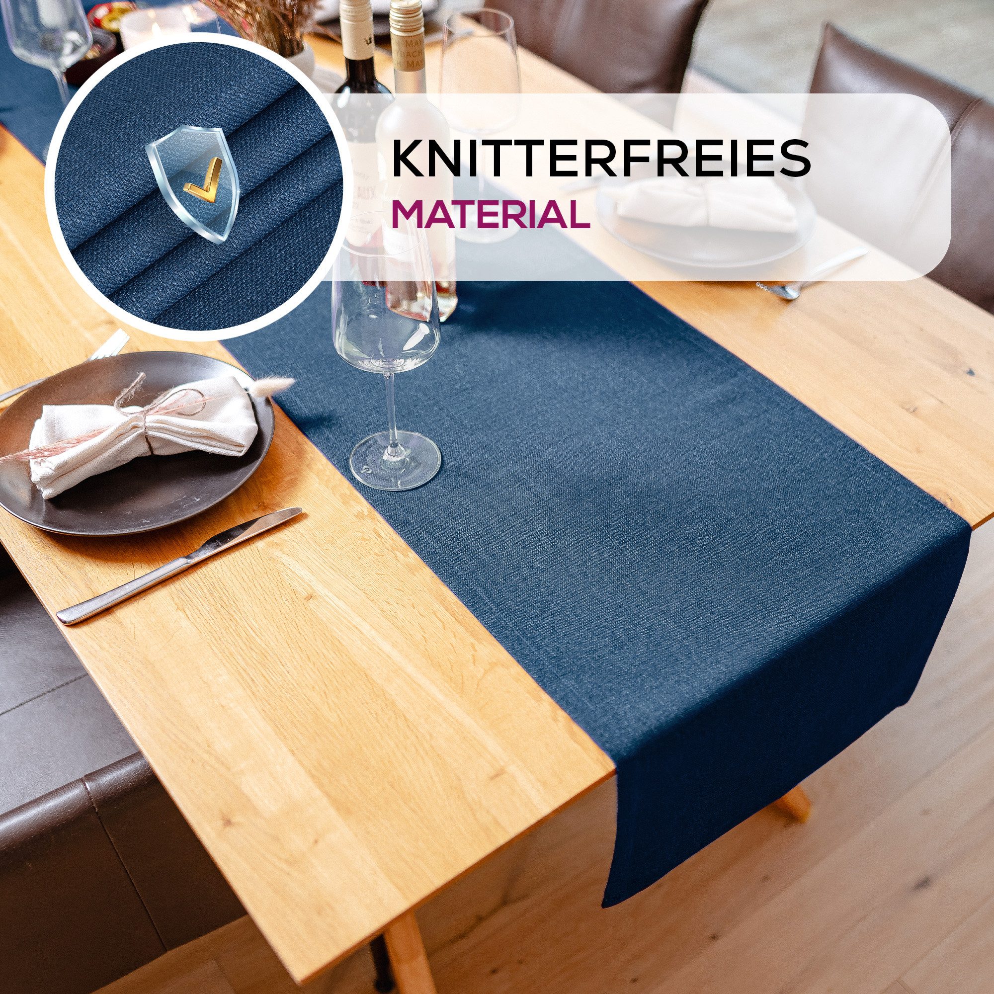 Beautex Tischdecke Lina elegante Leinenoptik, viele Größen und Farben (1-tlg), Schmutzabweisend, knitterarm, sauber umnähmter Saum – Bild 4 von 5