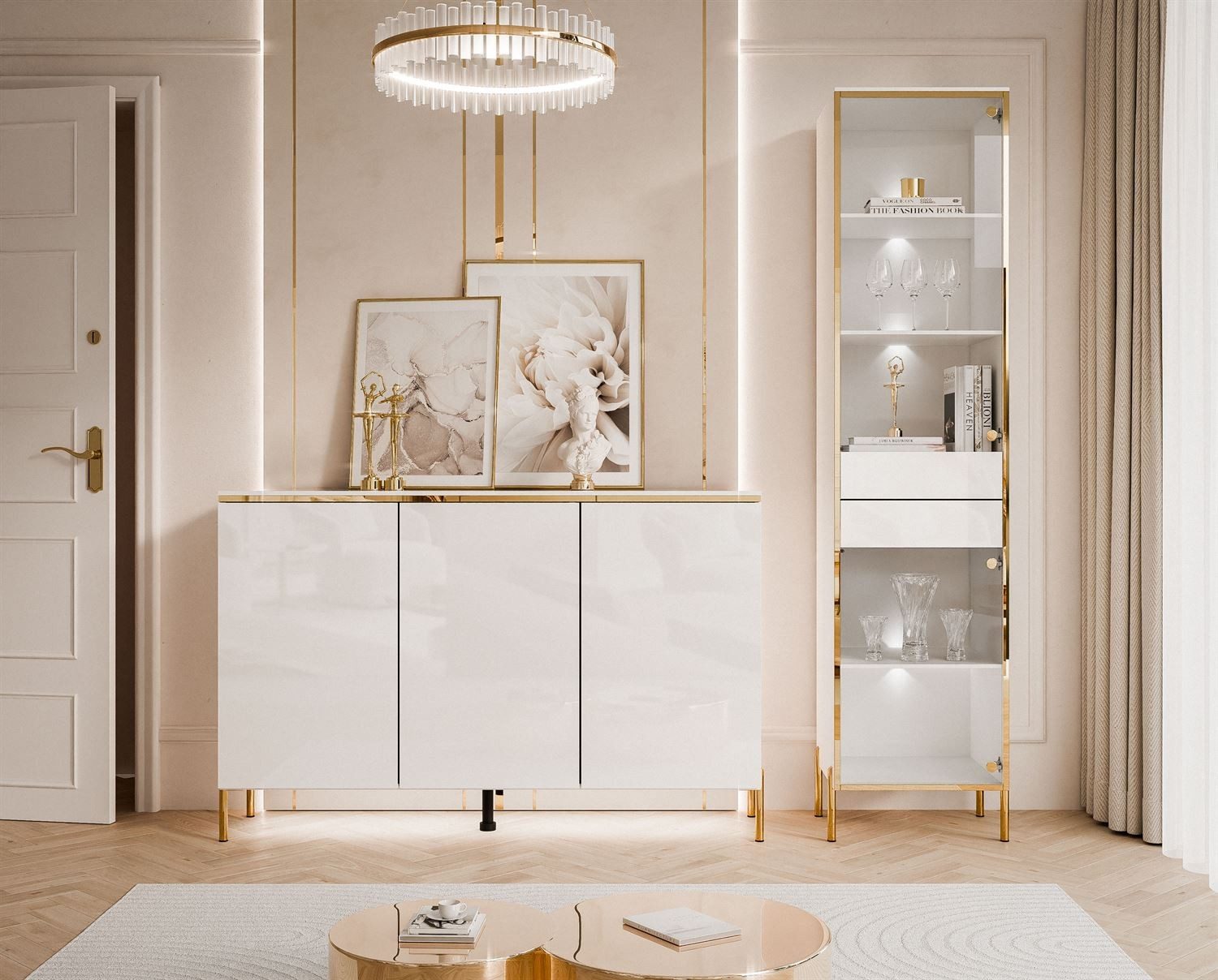 ALLHOUSE24 Wohnzimmer-Set PEONY weiß Hochglanz/ weiß günstig online kaufen