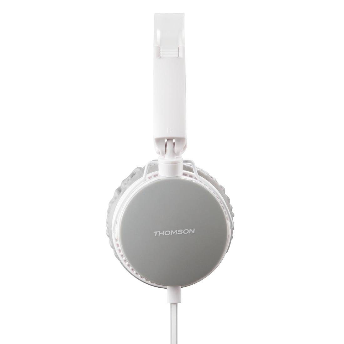 Thomson On Ear Telefon Klinkenstecker Rufannahmetaste, On-Ear-Kopfhörer 3,5 Headset, Funktion, faltbar, Farbe mit (Freisprechfunktion, mm Kopfhörer Mikrofon, Weiß) Kabel