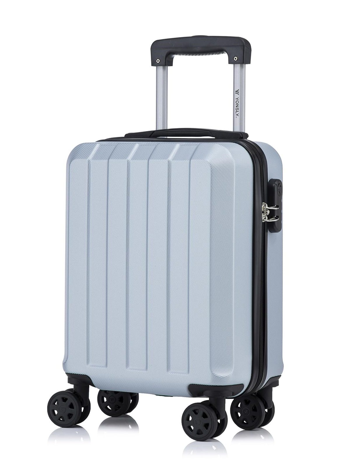 YONSLY Koffer Reisekoffer Trolley Rollkoffer Hartschalenkoffer Größenwahl aus ABS, 4 Rollen, Zahlenschloss 360°-Doppelrollen weicher Gummigriff Aluminium-Elemente