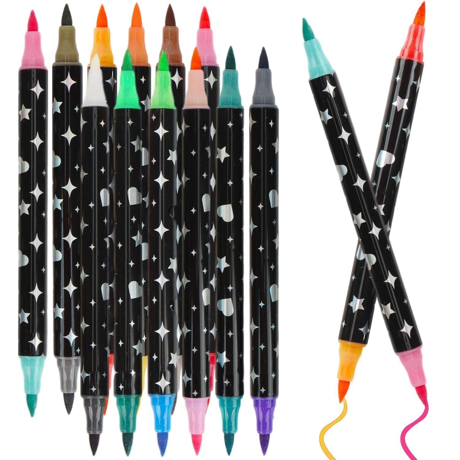 LuxusKollektion Filzstift Glitzer Filzstifte Doppelspitze 12er Set