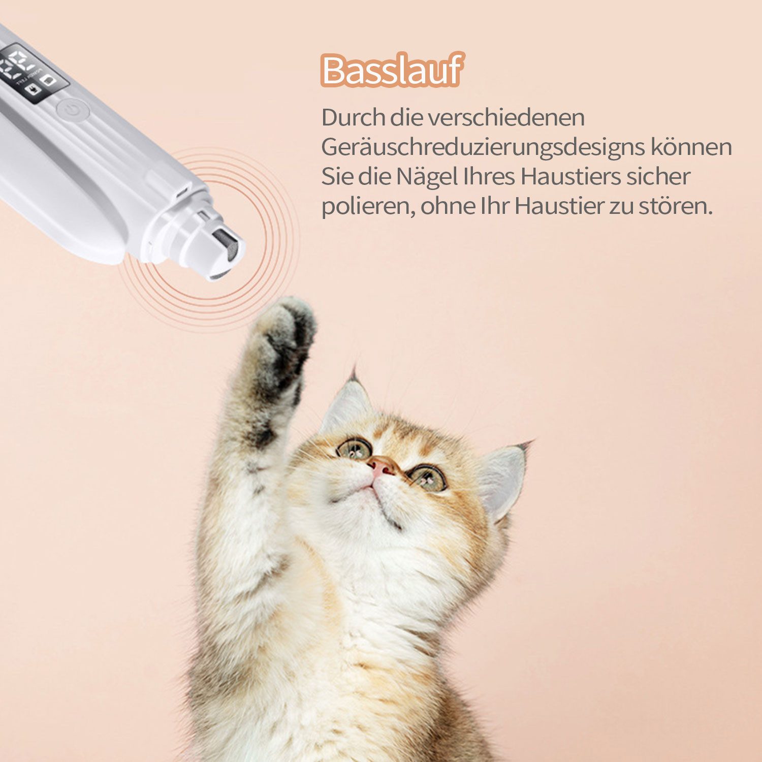 Refttenw Krallenschleifer 2 in 1 Elektrischer Nagelschneider, Krallenschneider für Haustiere, 7000,00 U/min, mit LED-Licht, Wiederaufladbarer, für Hunde Katzen