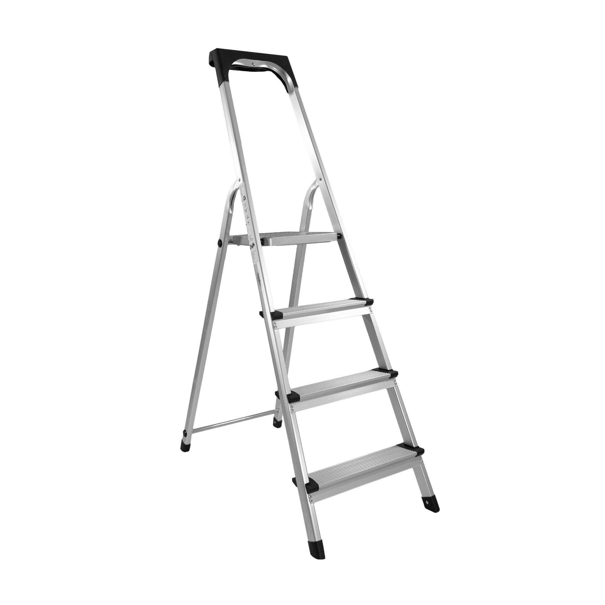 Lemodo Stehleiter Aluminium Trittleiter mit 4 Stufen, klappbar